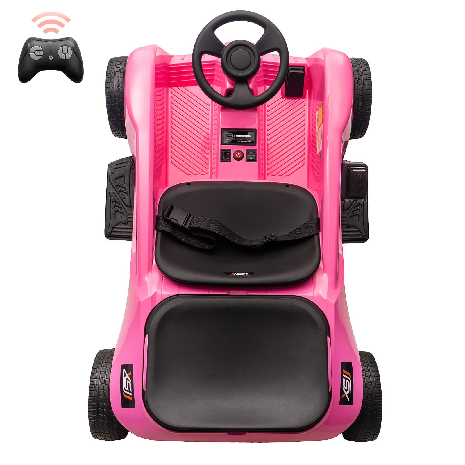 Qeetex TOYPTO0Z6UQXZD 24V Two Seater Electric Ride On Car For Kids With Remote Control Dual 120W Motors Music Usb Storage And Safety Features Pink
