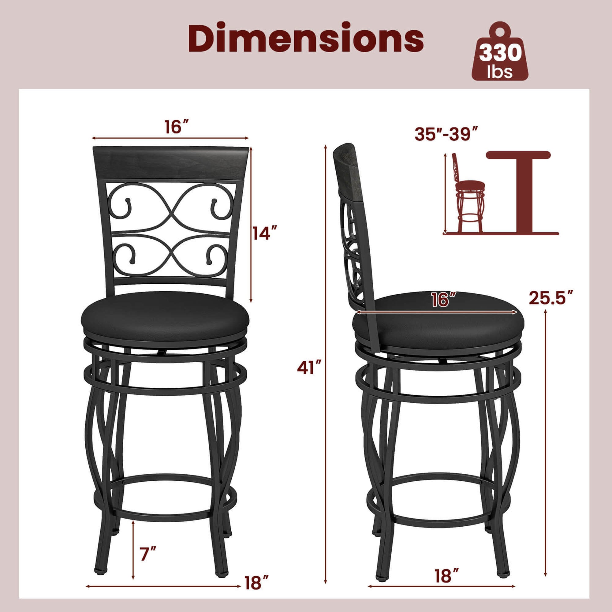 Costway HCST04709 stools - View #2