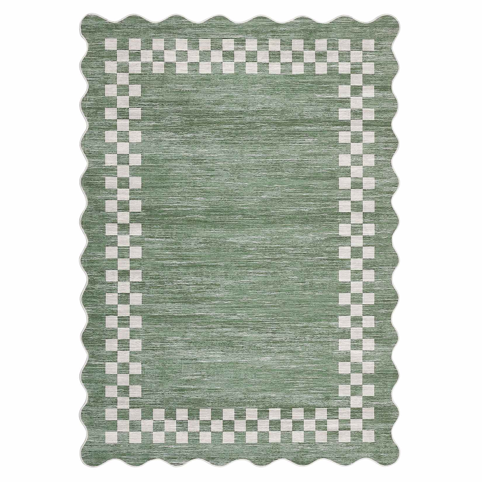 Qeetex SUNNY-PHK-343R9QHK 4 x 6 ft Polyester Green Rectangular Indoor Geometric Bordered Modern Machine Washable Area Rug