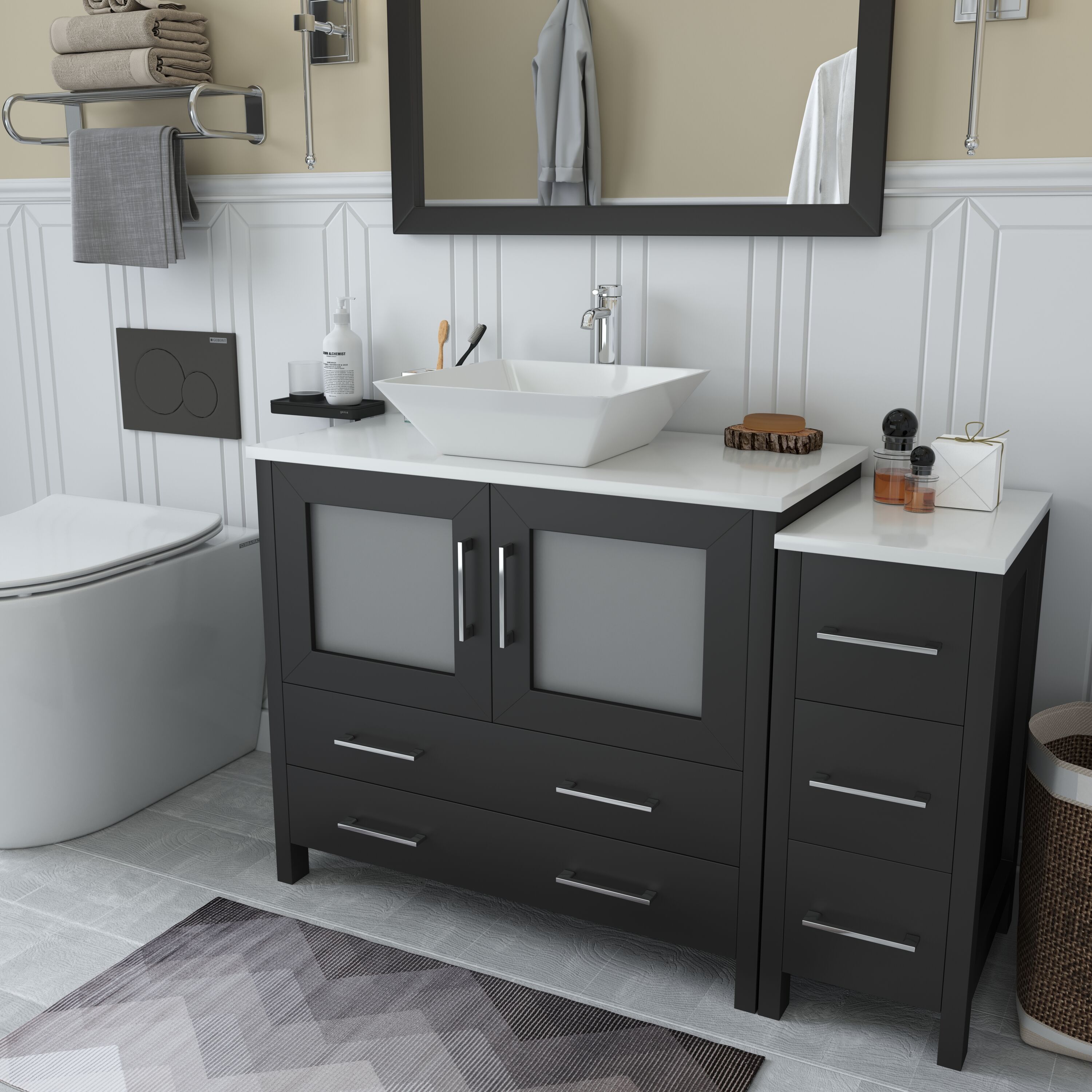 Vanity Art Ravenna 48 In Espresso Single Sink Bathroom Vanity With White Engineered Marble Top 