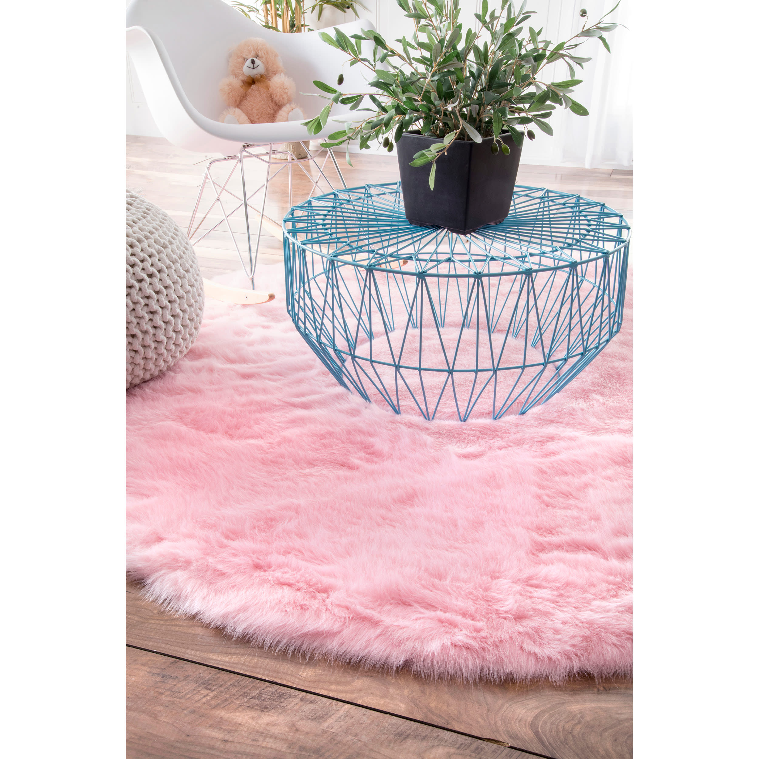 nuLOOM BIBL15C-505R Precious 5 x 5 (ft) Loomed Synthetic Pink Round Indoor Area rug
