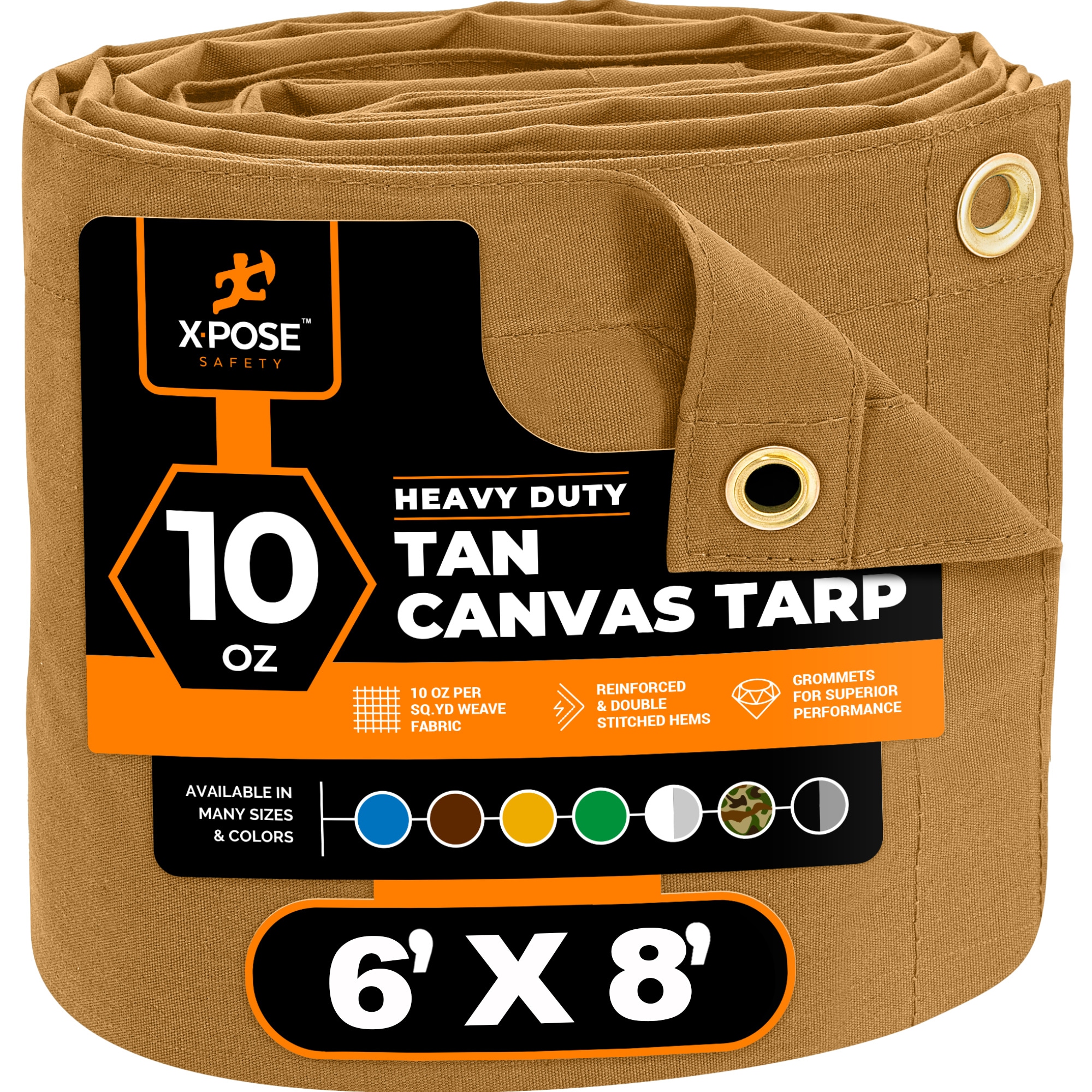 XPOSE SAFETY CTT10-68-X 6-ft x 8-ft Brown Commercial Canvas 14-mil Tarp