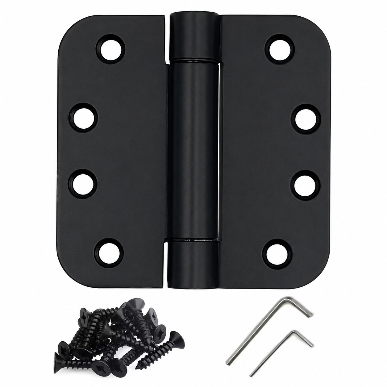 Phyfalip Self Closing Door Hinges Stainless Steel 4 x 4 Inch 58 Radius Black Spring Heavy Duty for Interior Exterior Fire Rated Doors UL Listed #LPF0709P096
