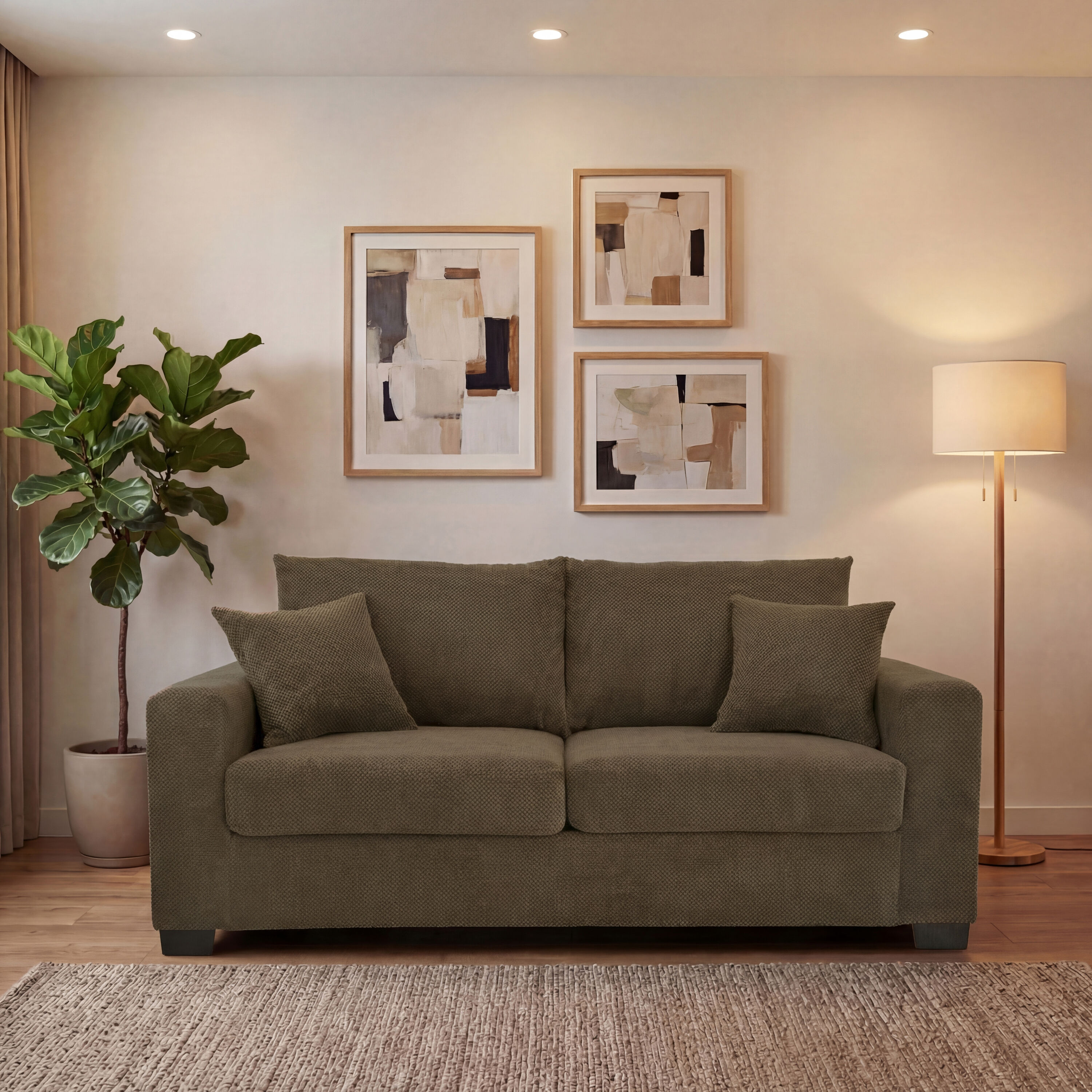 JUSHUA 69-inch two-seater Sofa with Textured Fabric Comfortable