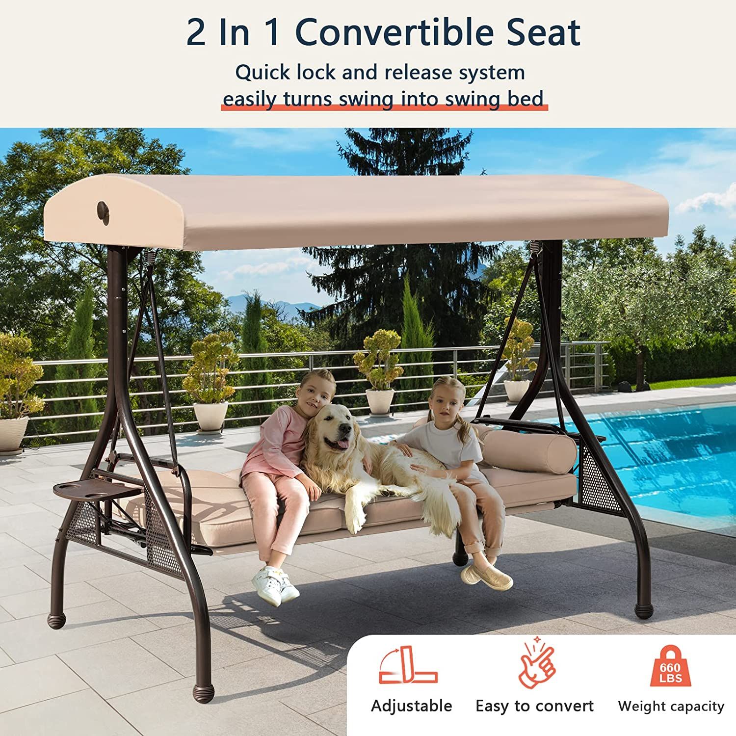 Convertible porch deals swing bed