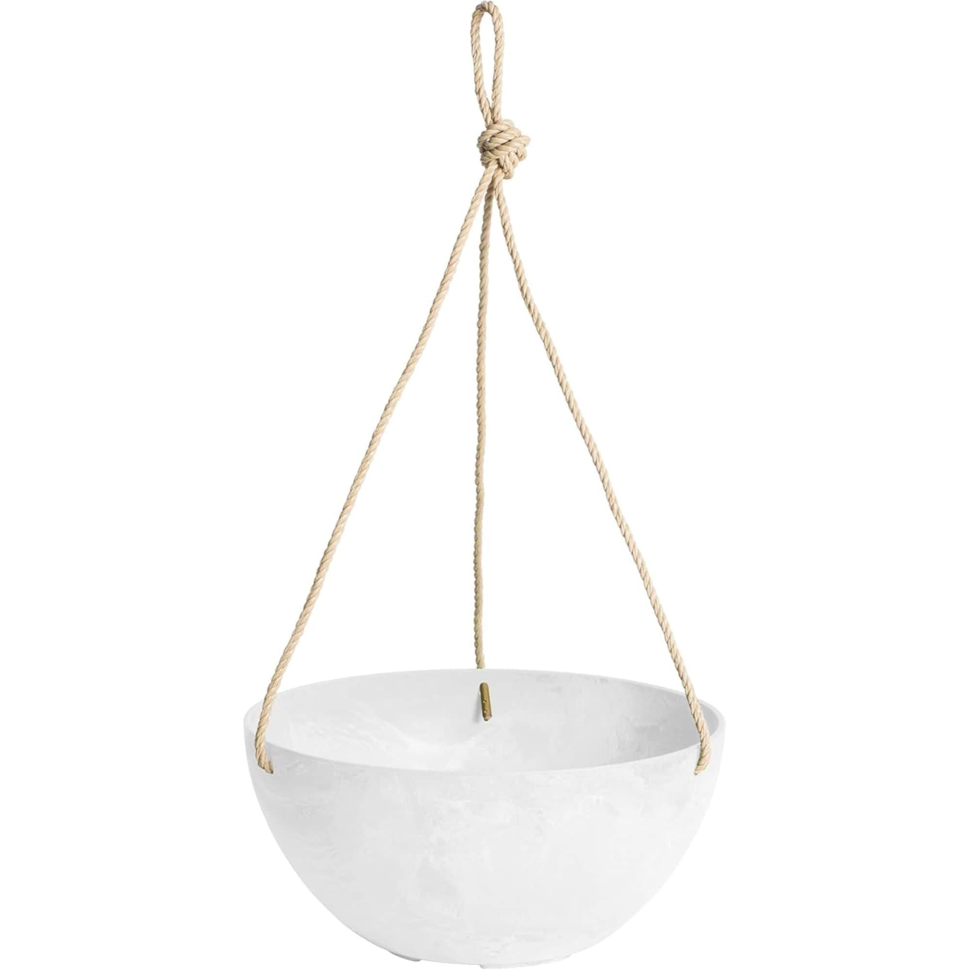 Root & Vessel 026978321220 Root and Vessel Self Watering Hanging Plastic Planter- White- 12in