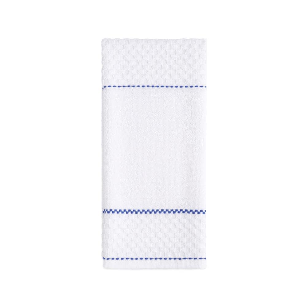 Navy Blue Kitchen Dish Hand Towels Lot of 2 Windowpane Dark Blue Terry Cloth