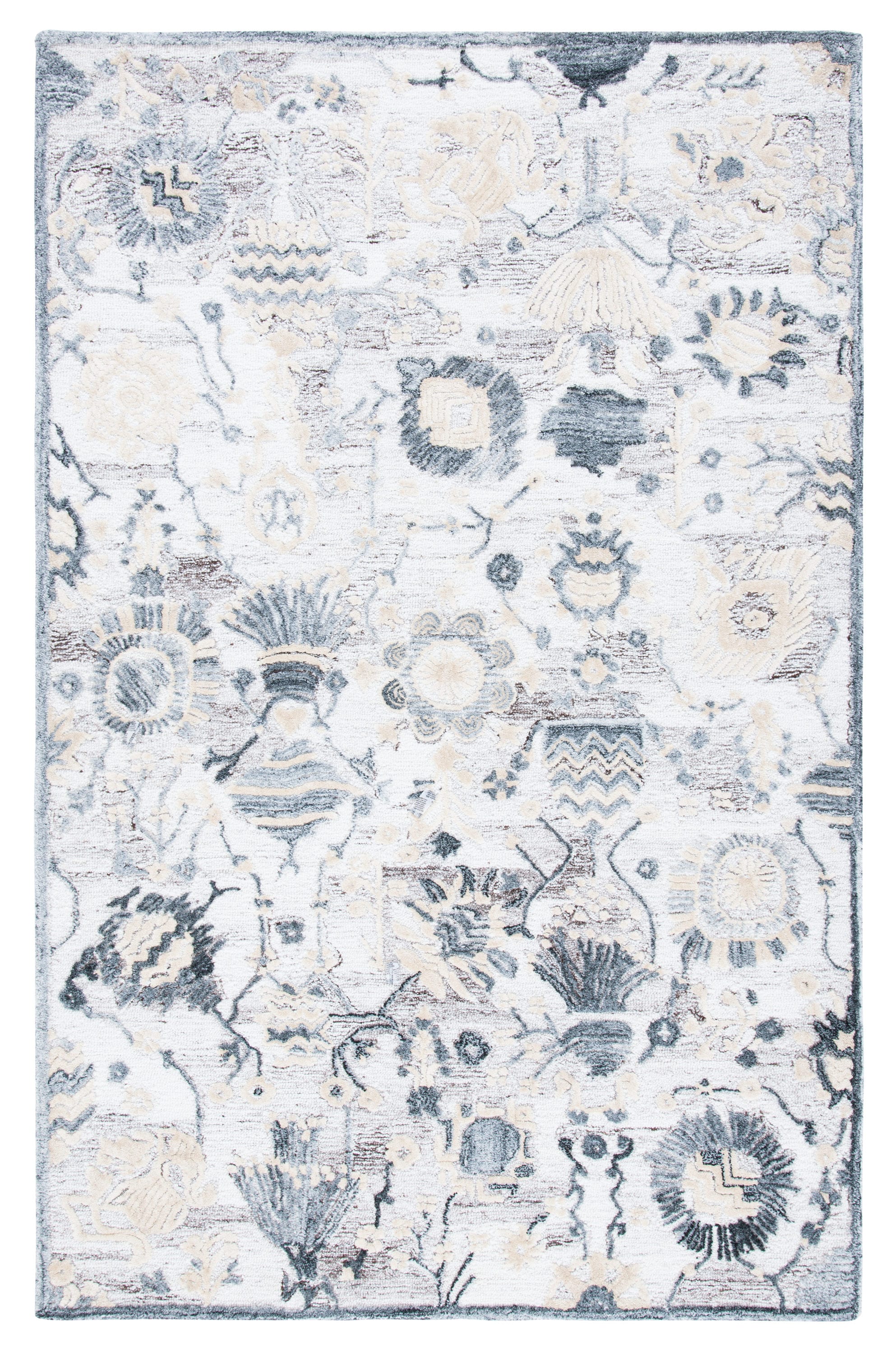 Safavieh GLM569E-5 Glamour Denyse 5 x 8 (ft) Tufted Synthetic Light Brown/Gray Rectangular Indoor Floral/Botanical Bohemian/Eclectic Area rug
