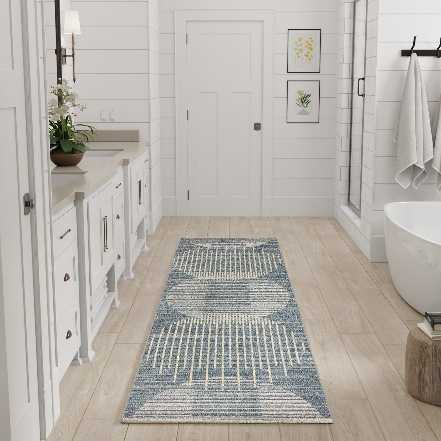 Nourison Home 099446988355 Astra Machine Washable 2 x 6 (ft) Loomed Polyester Blue Rectangular Indoor Geometric Machine washable Runner rug