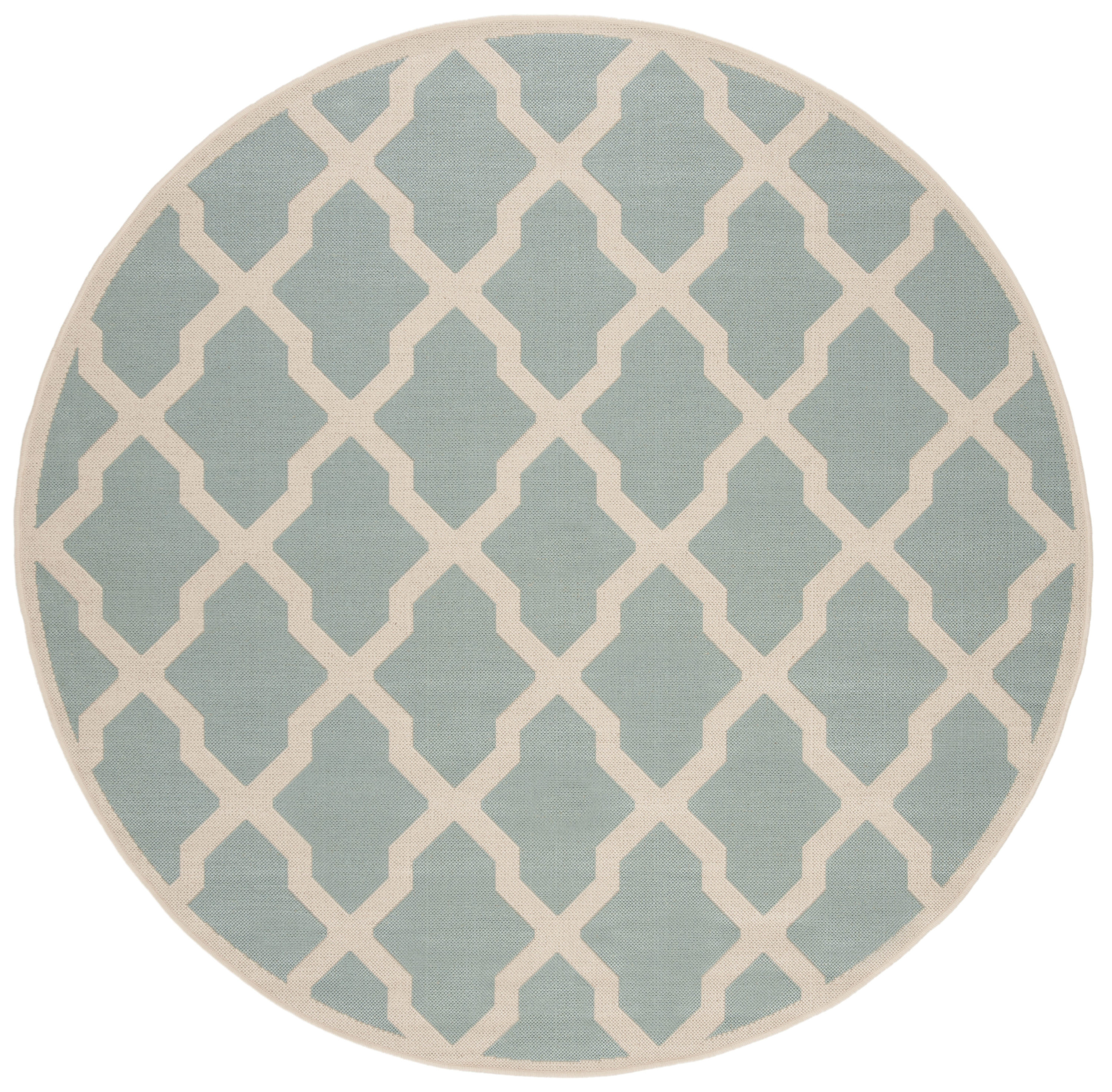 Safavieh LND122K-6R Linden Adamantini 7 x 7 (ft) Loomed Polypropylene Aqua/Cream Round Indoor Trellis Bohemian/Eclectic Area rug