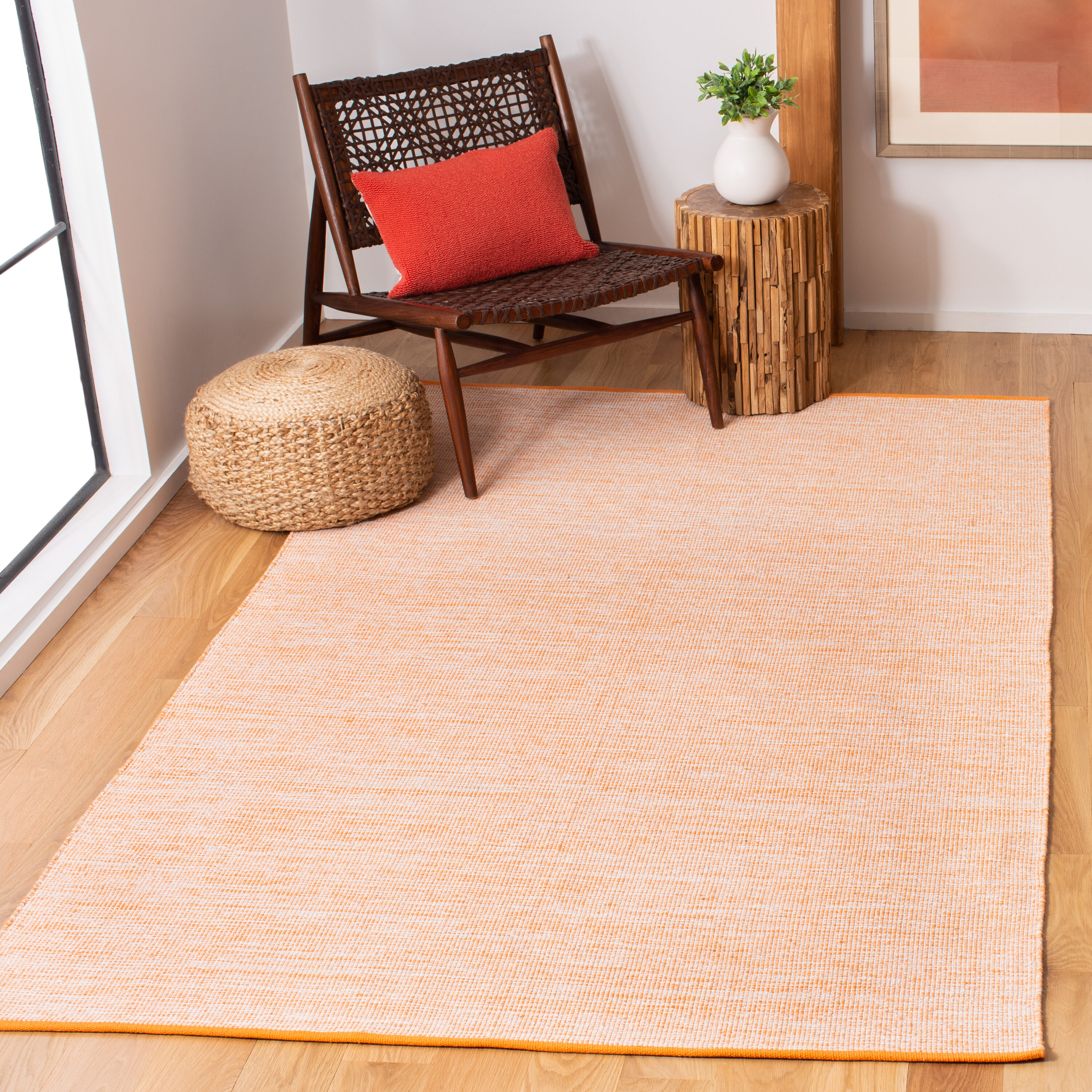 Safavieh MTK250P-4 Montauk Sigurosk 4 x 6 (ft) Cotton Orange Rectangular Indoor Solid Area rug