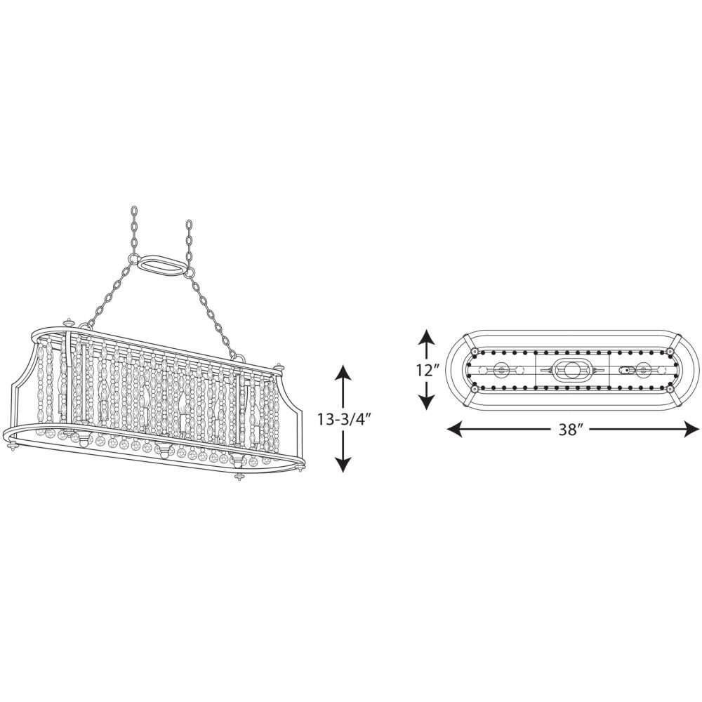 Desiree Silver Ridge 38" LED Crystal Linear Chandelier