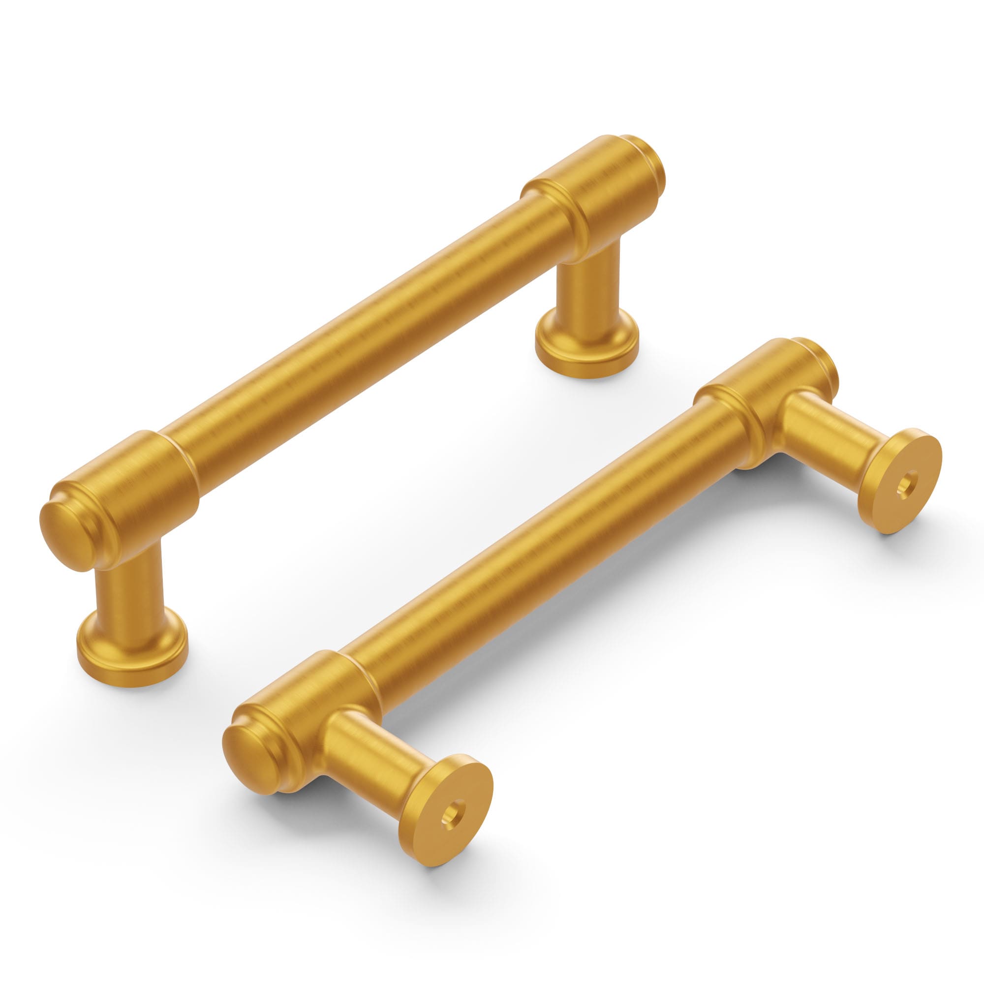 Hickory Hardware H077852BGB-10B Piper 3-3/4-in , 96mm Center to Center Brushed Golden Brass Cylindrical Bar 10 -Pack