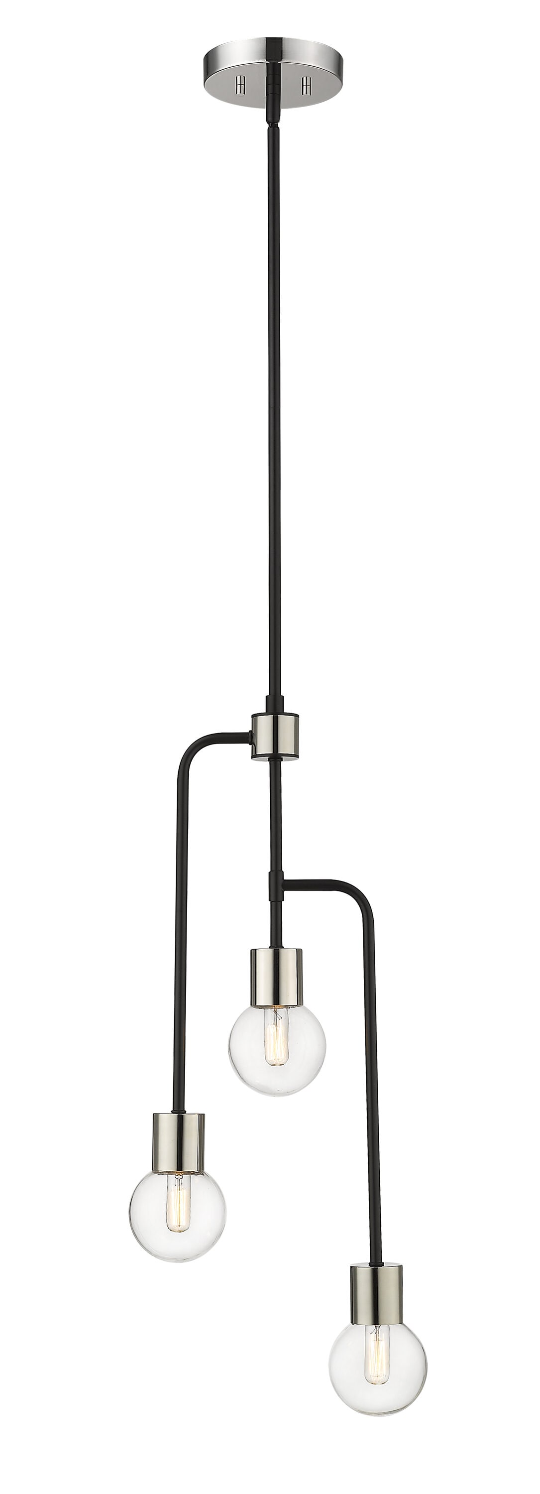 Neutra 3-Light Matte Black and Polished Nickel Globe Chandelier