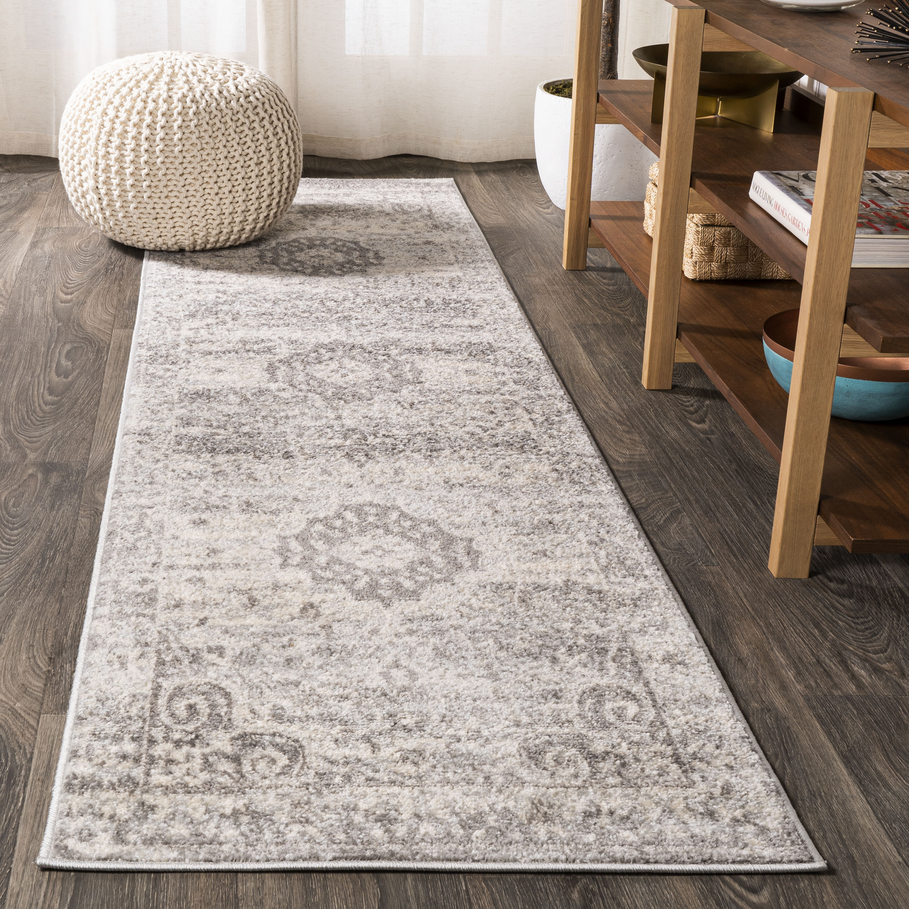 JONATHAN  Y BMF109B-28 Bohemian Flair Scala 2 x 8 (ft) Loomed Polypropylene Gray/Cream Rectangular Indoor Medallion Vintage Runner rug