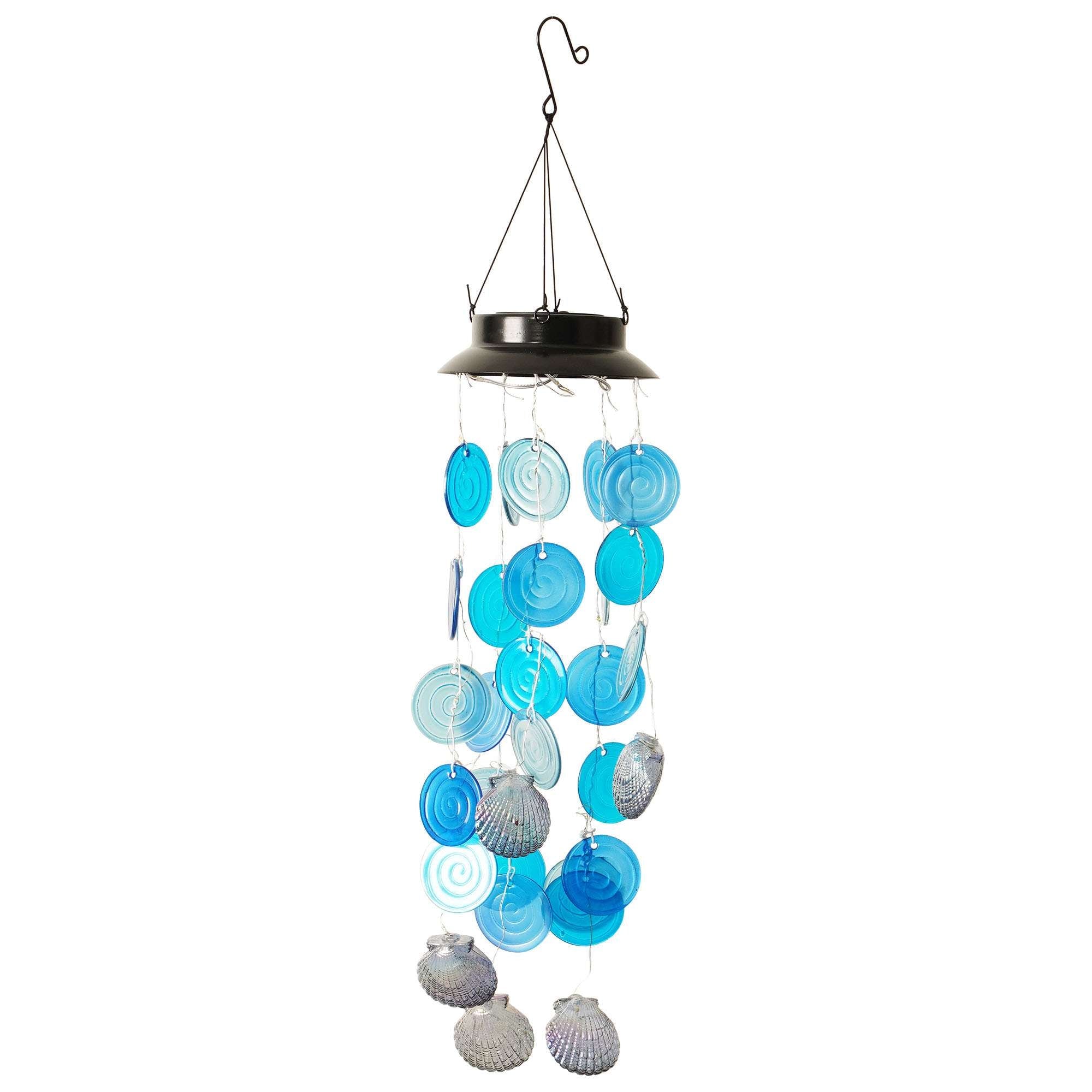 G128 29-in Multicolor Metal Sea Shell Coastal Ocean Solar Wind Chime