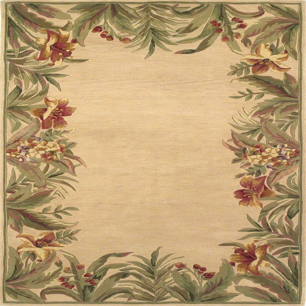 HomeRoots 350045 Bernadette 5 X 8 (ft) Wool Ivory Indoor Border Area Rug