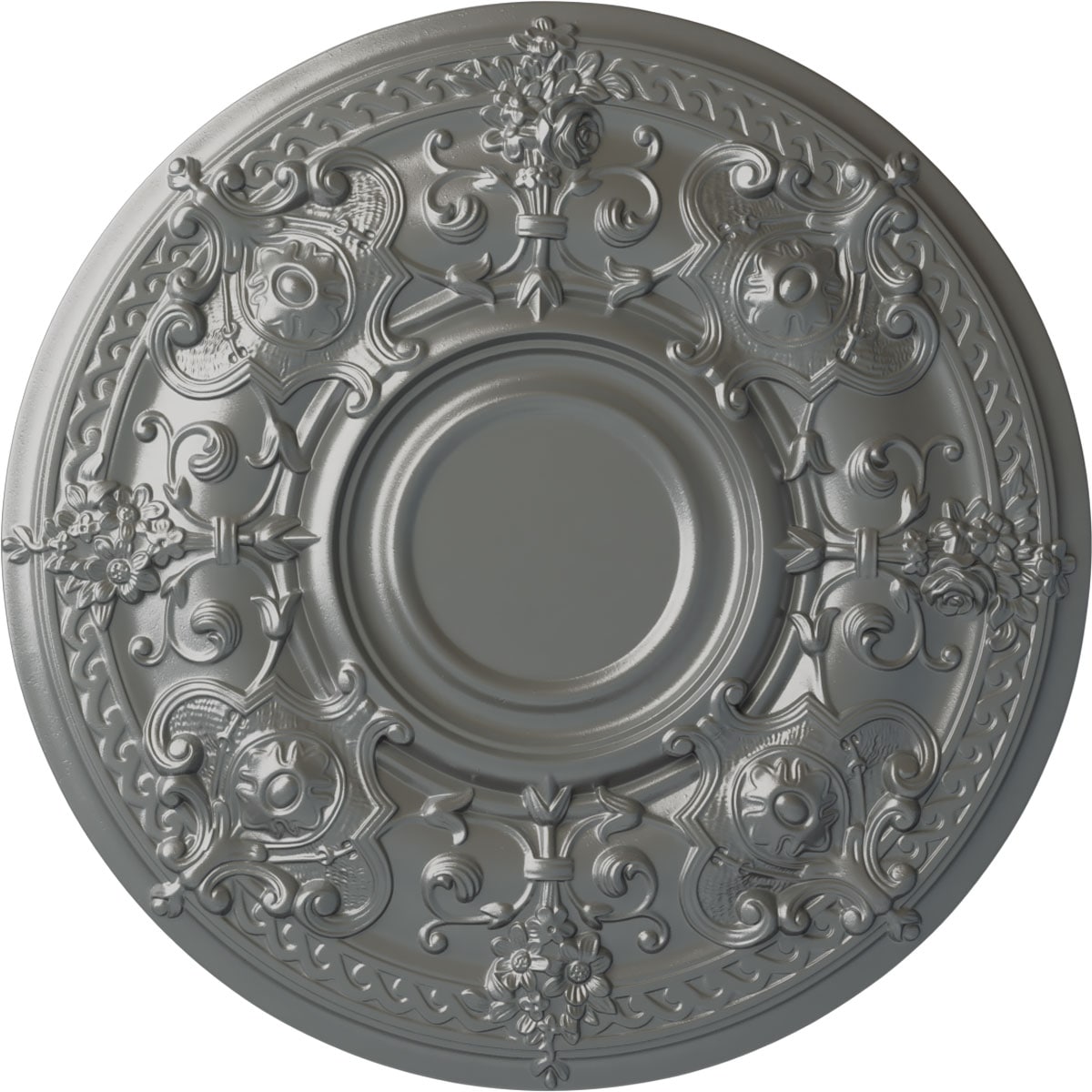 Ekena Millwork CM28OSSLS Oslo 28.125-in W x 28.125-in L Silver Polyurethane Ceiling Medallion