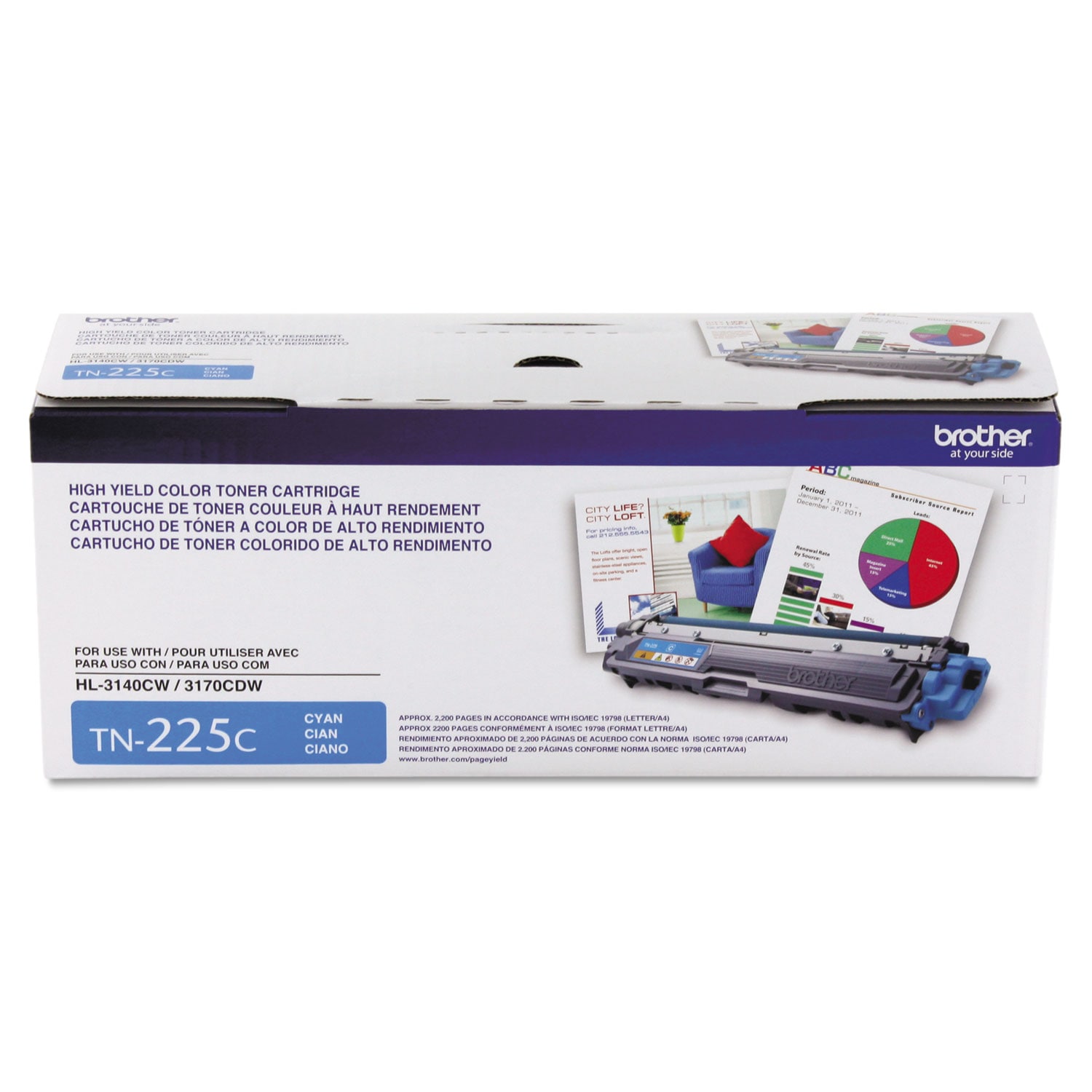 Brother TN225C High-Yield Toner 2200 Page-Yield Cyan