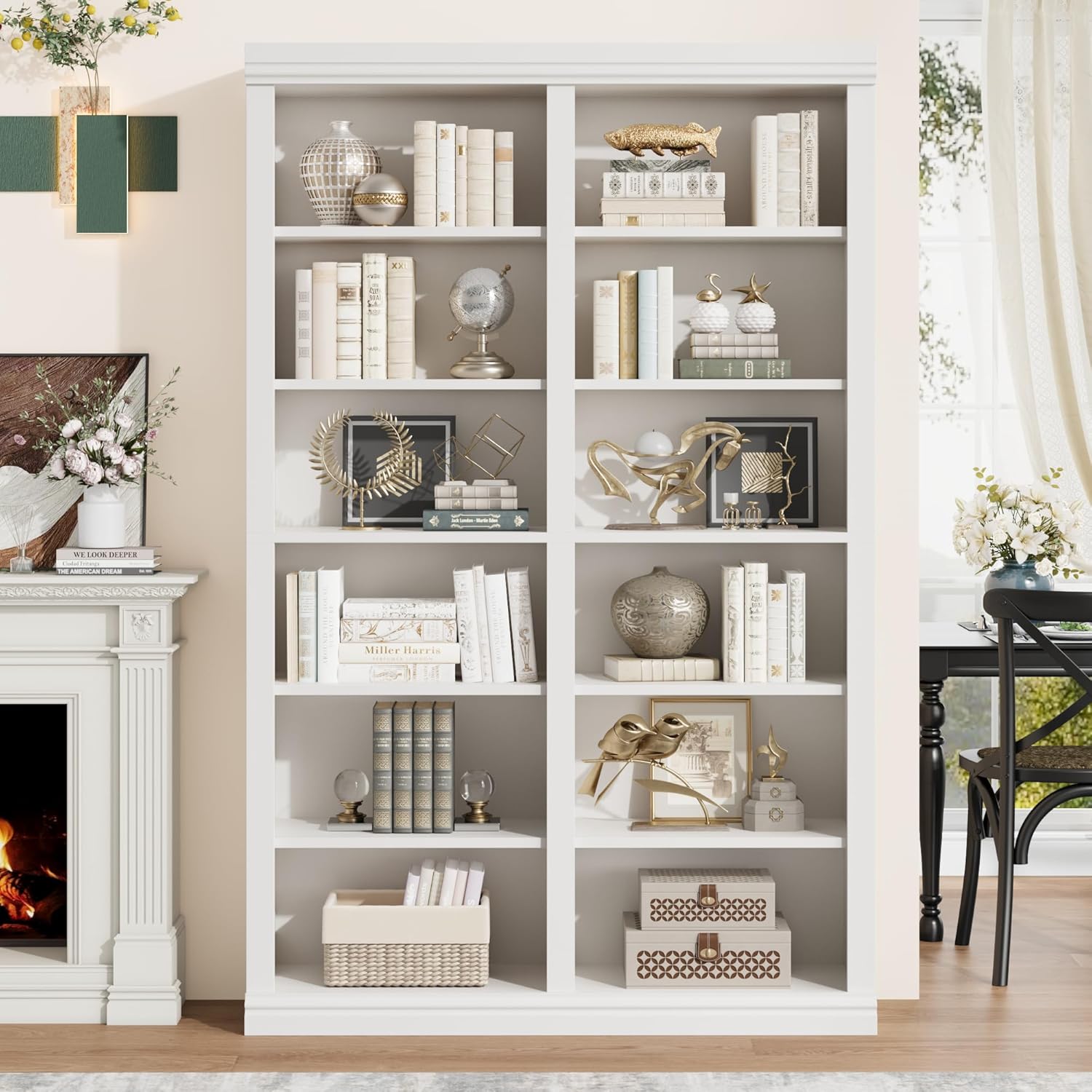 IdealHouse 74.5 Inch Tall Bookshelf with Double Storage Extra Large ...