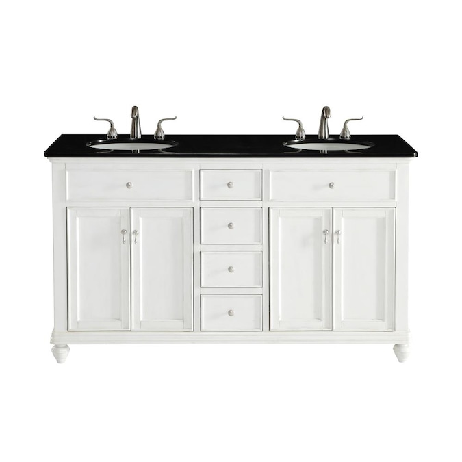 Elegant Decor First Impressions 60 In, 60 Inch Double Sink Vanity With Granite Top