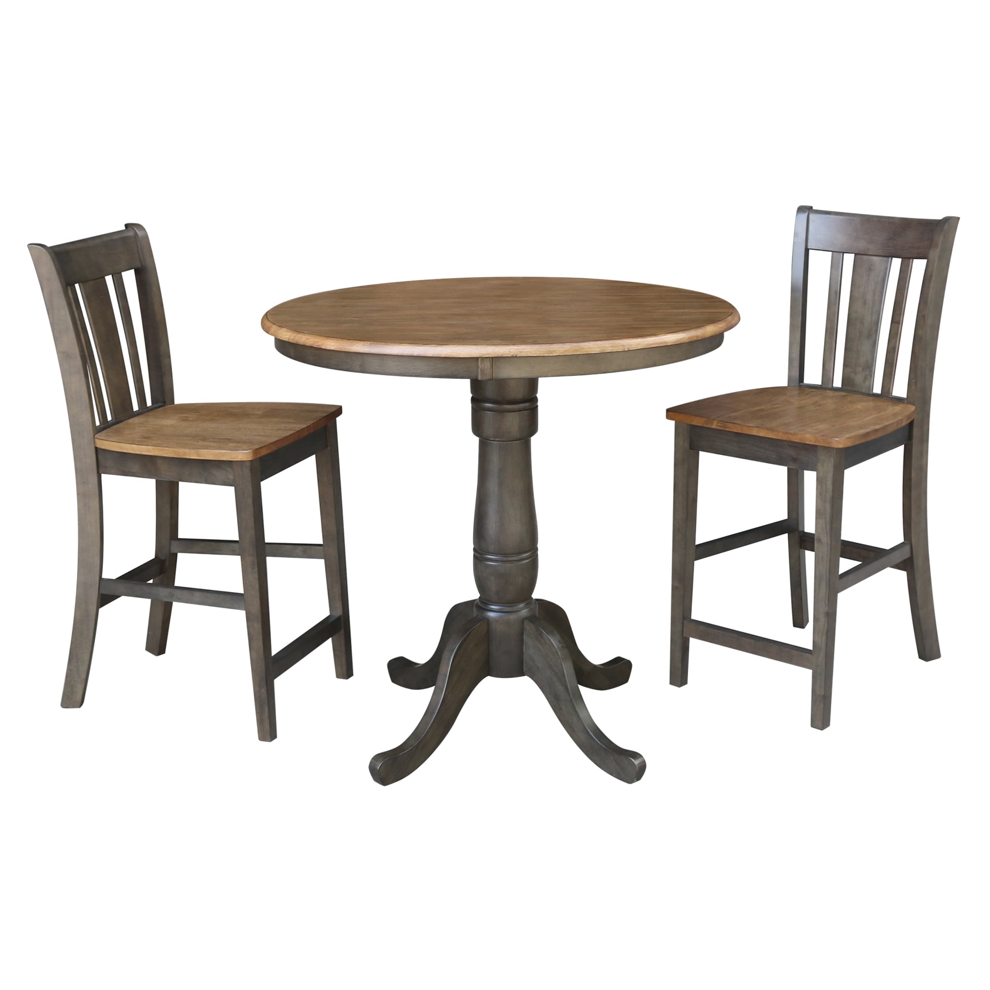 International Concepts K45-36RT-6B-S102-2 Hickory/washed coal Casual Dining Room Set with Round Table ( Seats 2 )