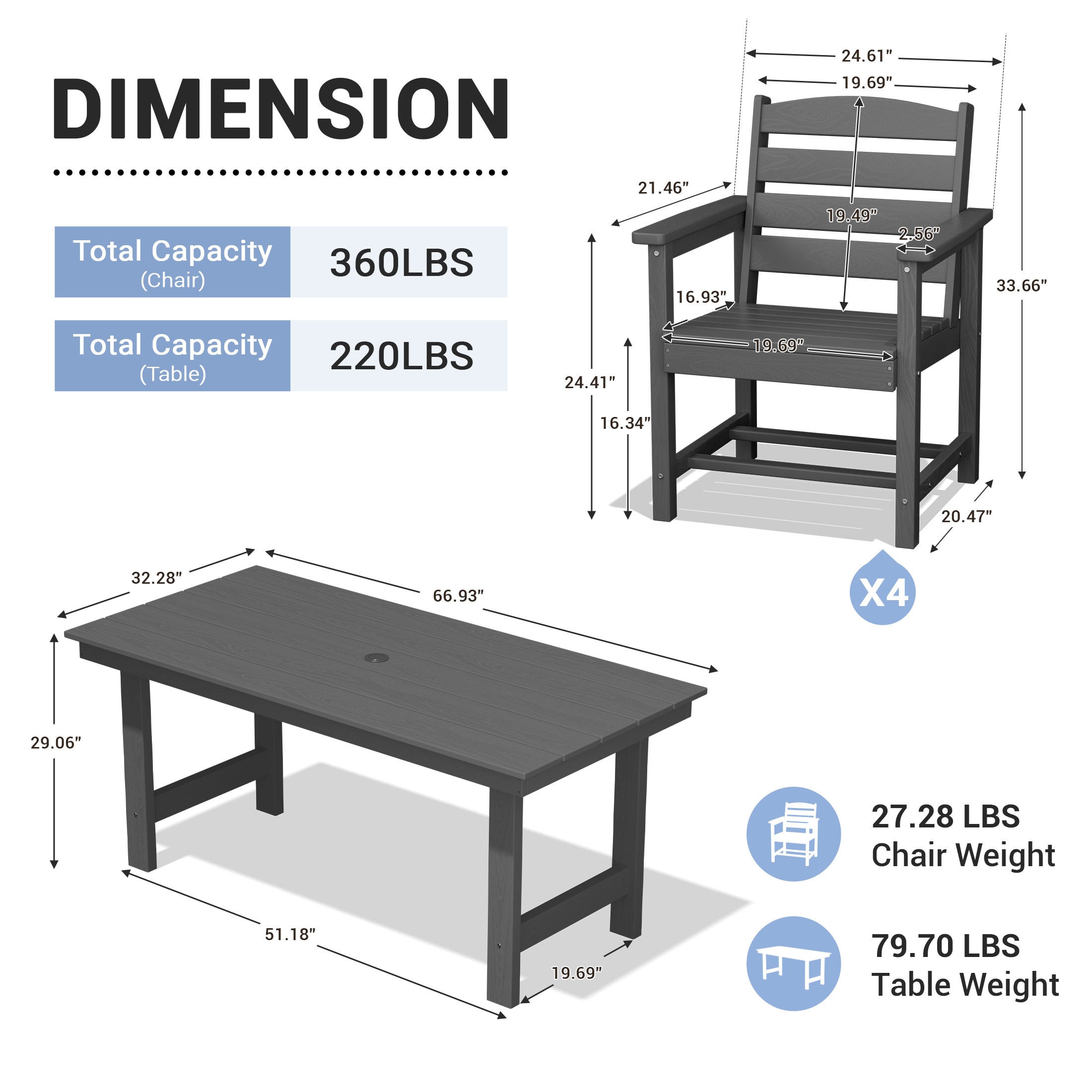 VOUA AK-2BJYCZY5-GY Patio-Dining-Sets - View #3