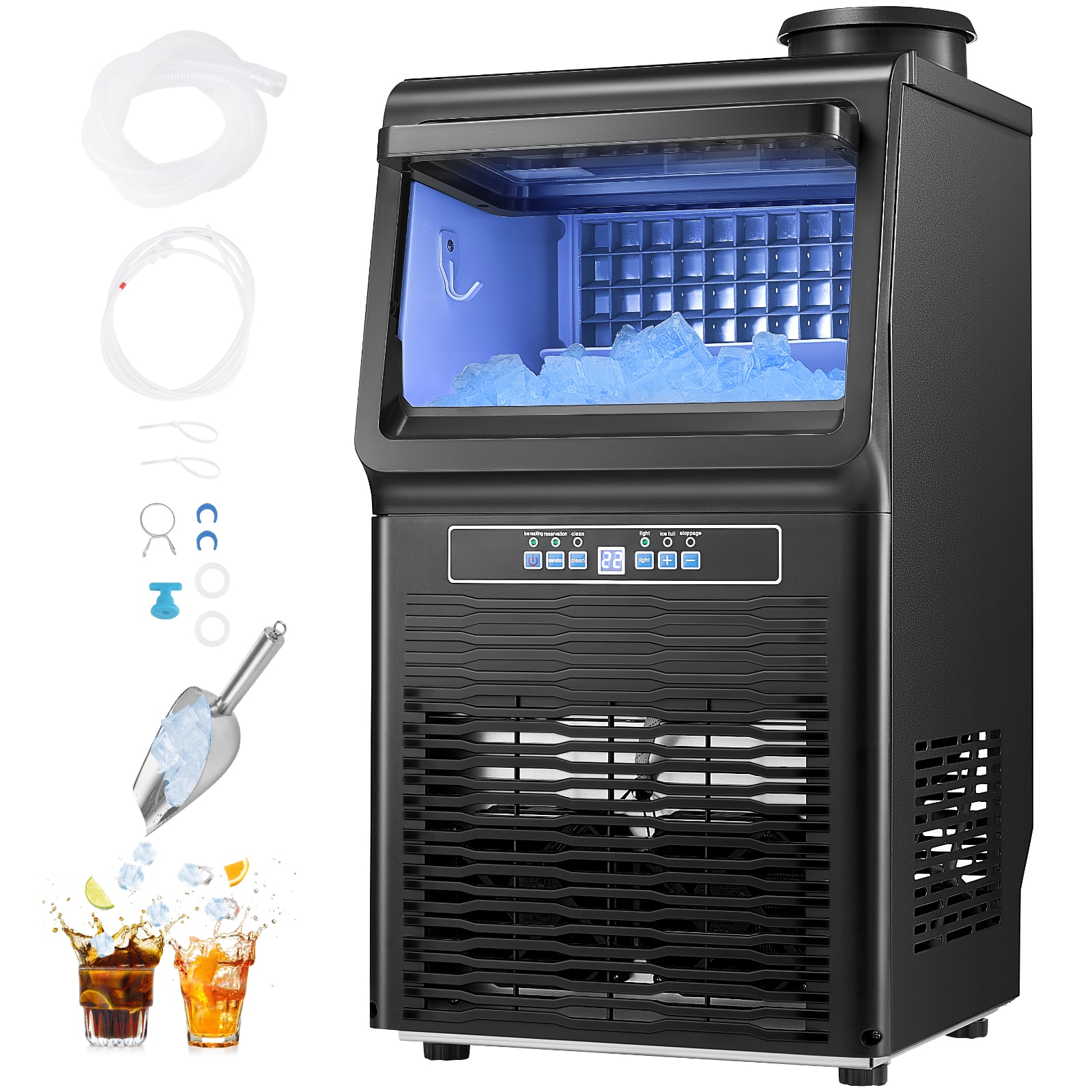 VEVOR 50KGSYZNZBJ000001V1 12 LBS Storage Ice Maker 70-lb Ice Per day Freestanding Cubed Ice Maker ( Galvanized Sheet + ABS + PP )