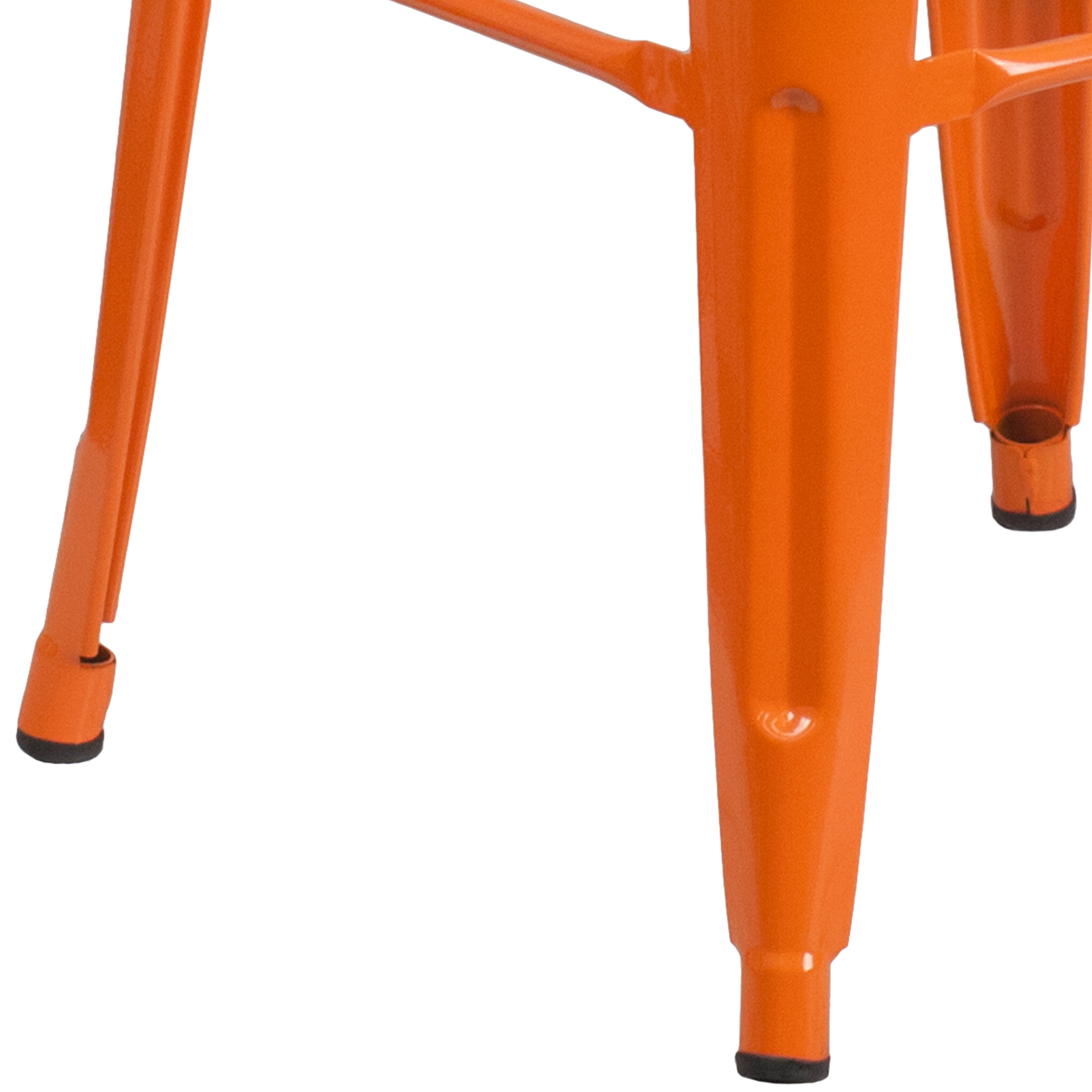 30" High Backless Orange Metal Stackable Barstool