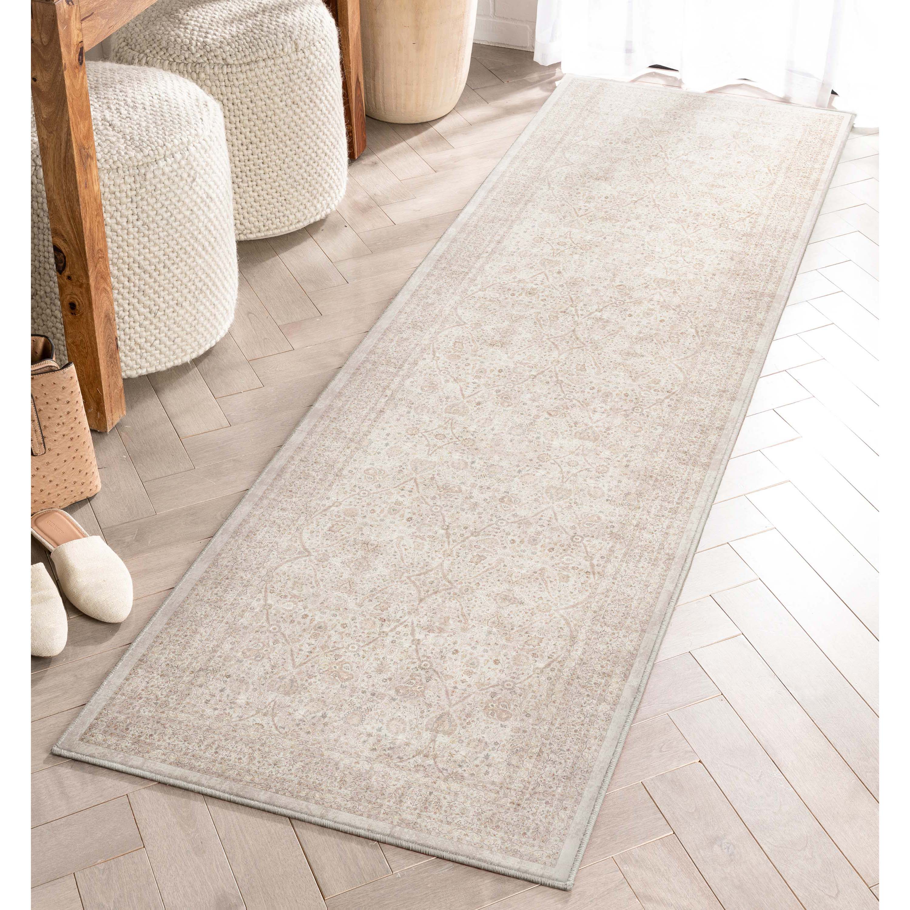 Well Woven W-AS-08D-2 Asha 2 x 8 (ft) Flatweave Polyester Ivory Cream Rectangular Indoor Floral/Botanical Vintage Runner rug