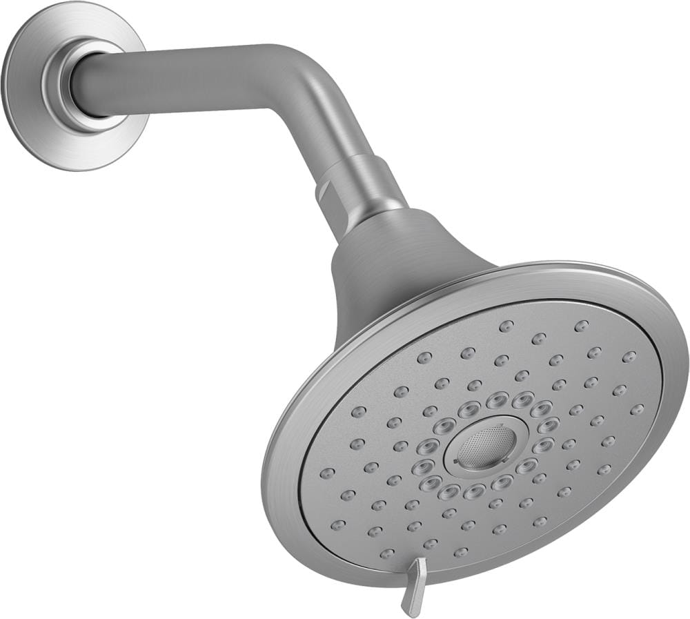 KOHLER Forte Brushed Chrome Round Fixed Showerhead Shower Head 1.75-GPM ...