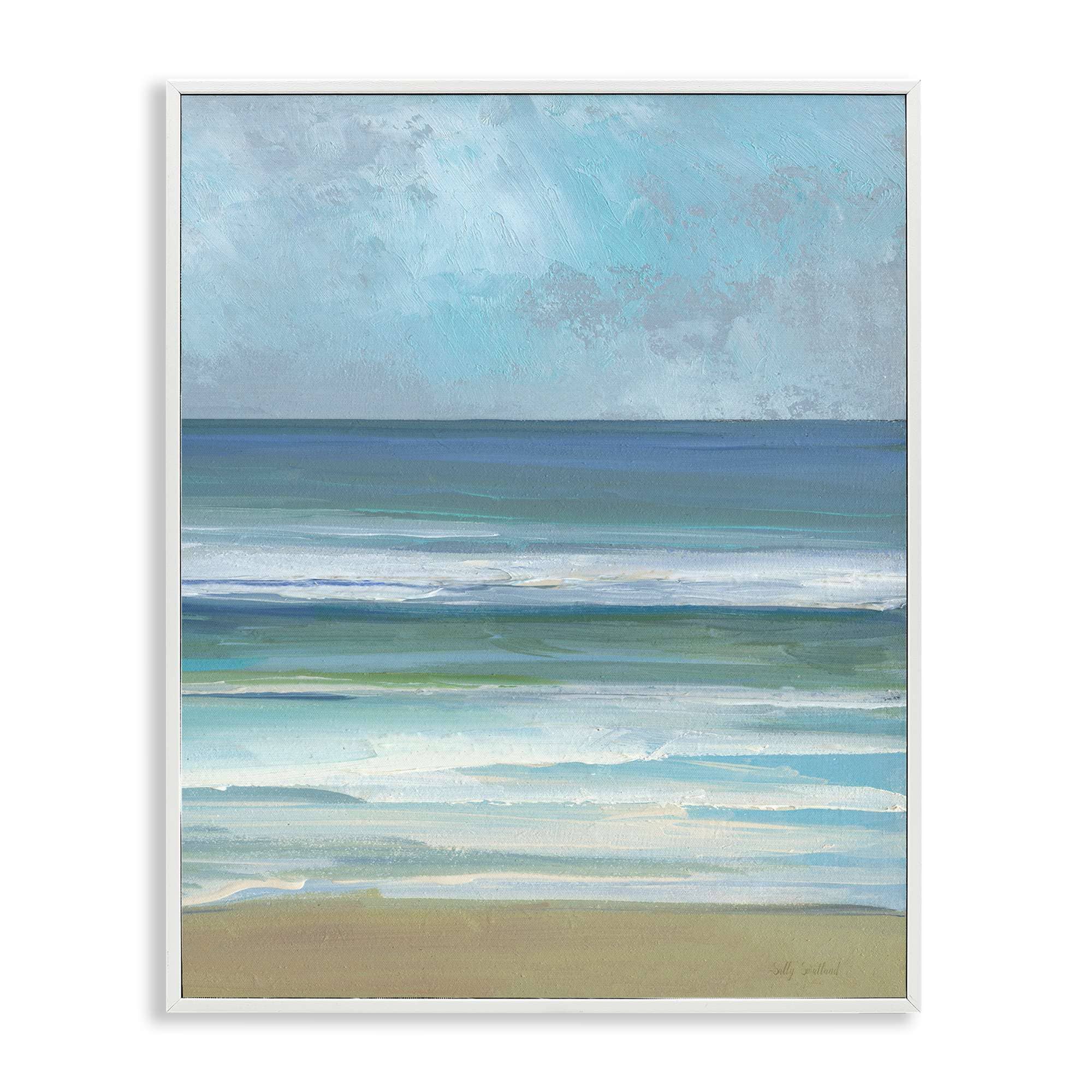 Stupell Industries BT-996-WFR-11X14 Calming Blue Waves Impression White Framed Giclee Art By Sally Swatland 11 x 14