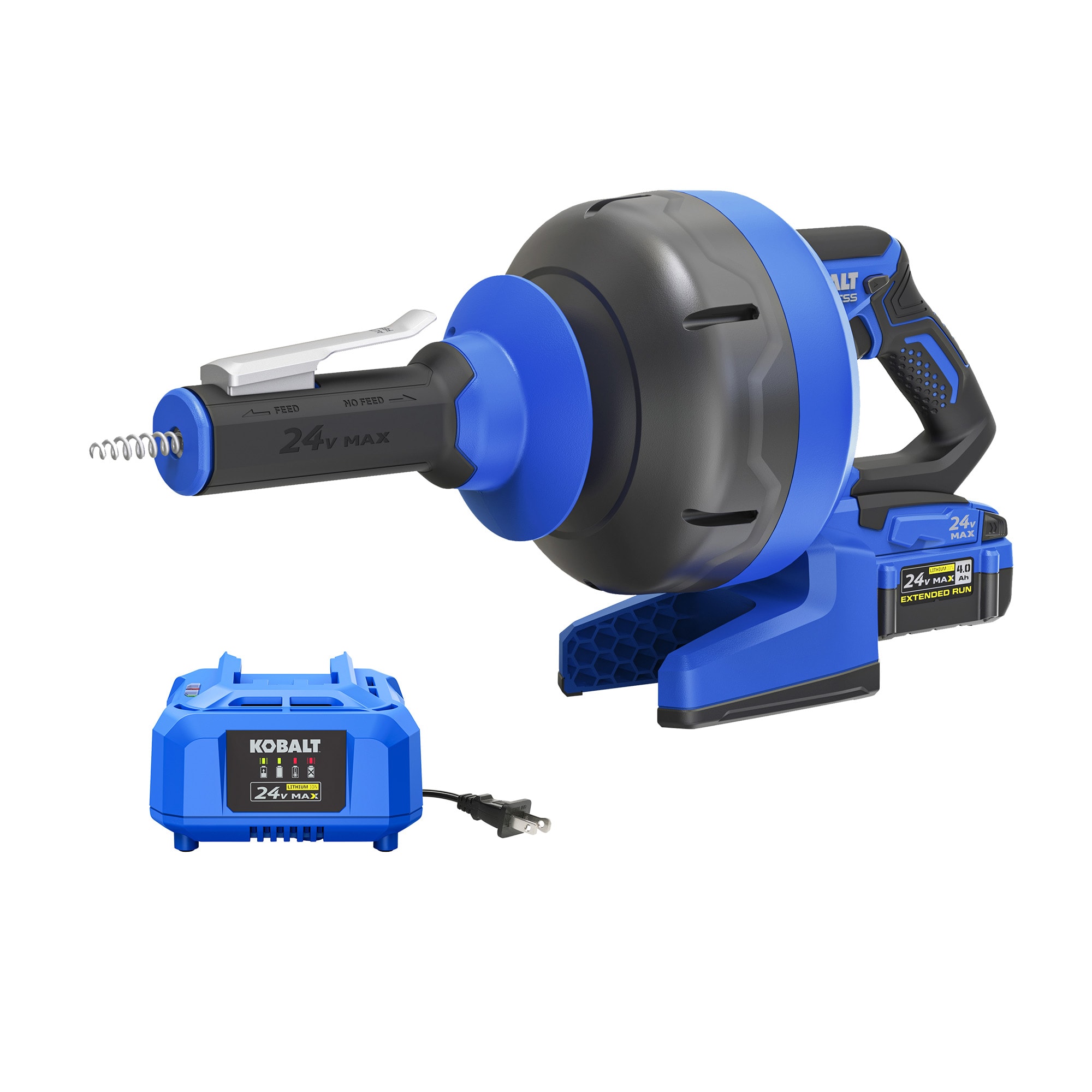 Kobalt 24-Volt 5/16-in dia x 35-ft L Galvanized wire 4 Ah Cordless Machine Augers (Charger Included)
