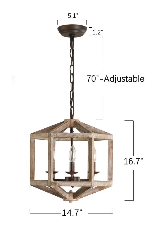 Oaks Decor Farmhouse wood chandelier 3-Light Distressed Gray Modern ...