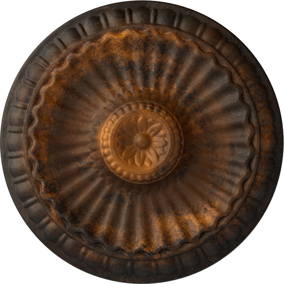 Ekena Millwork CM11LIRUS Linus 11.25-in W x 11.25-in L Painted Rust Polyurethane Whole Ceiling Medallion