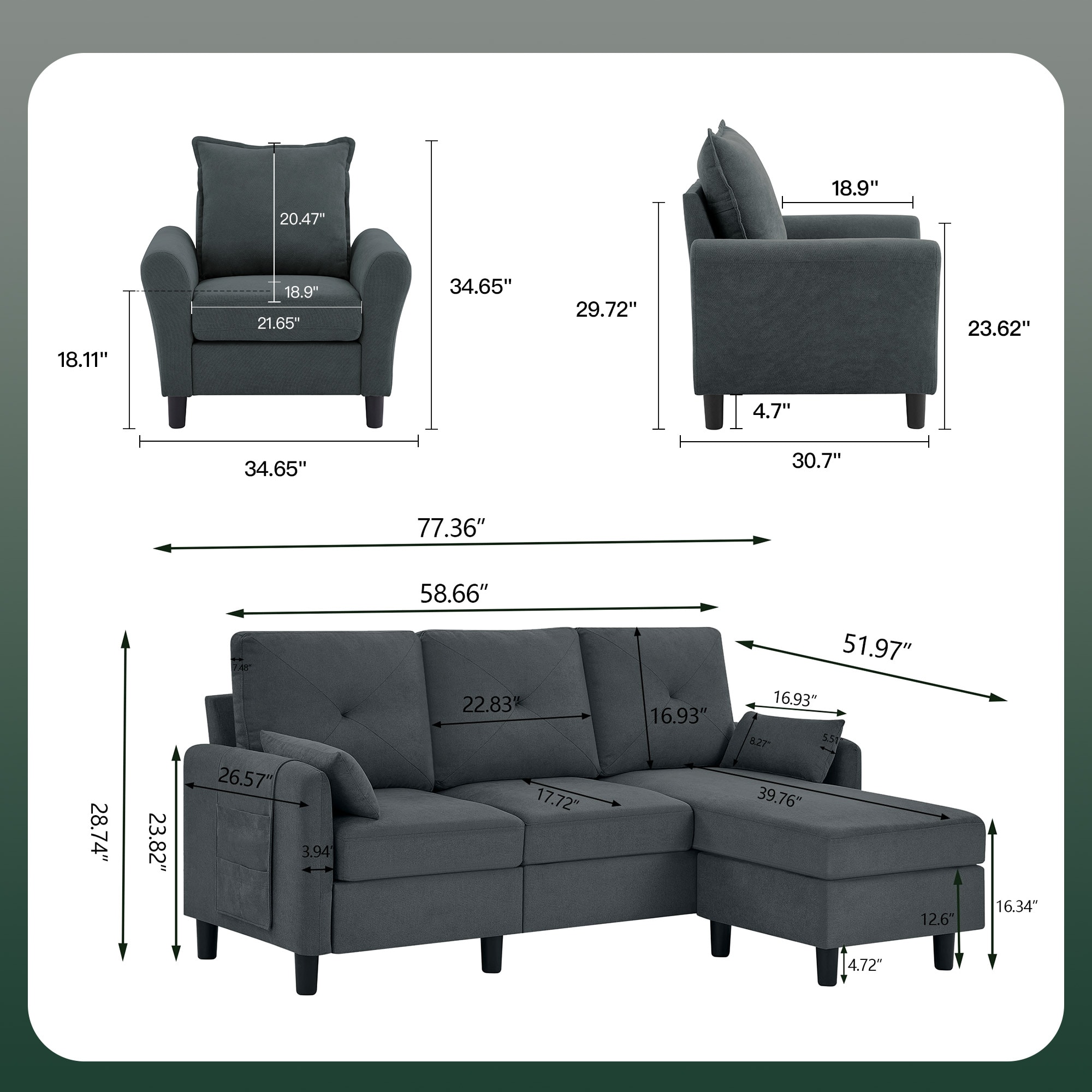 Jarenie YMX0223DG Living-Room-Sets - View #6
