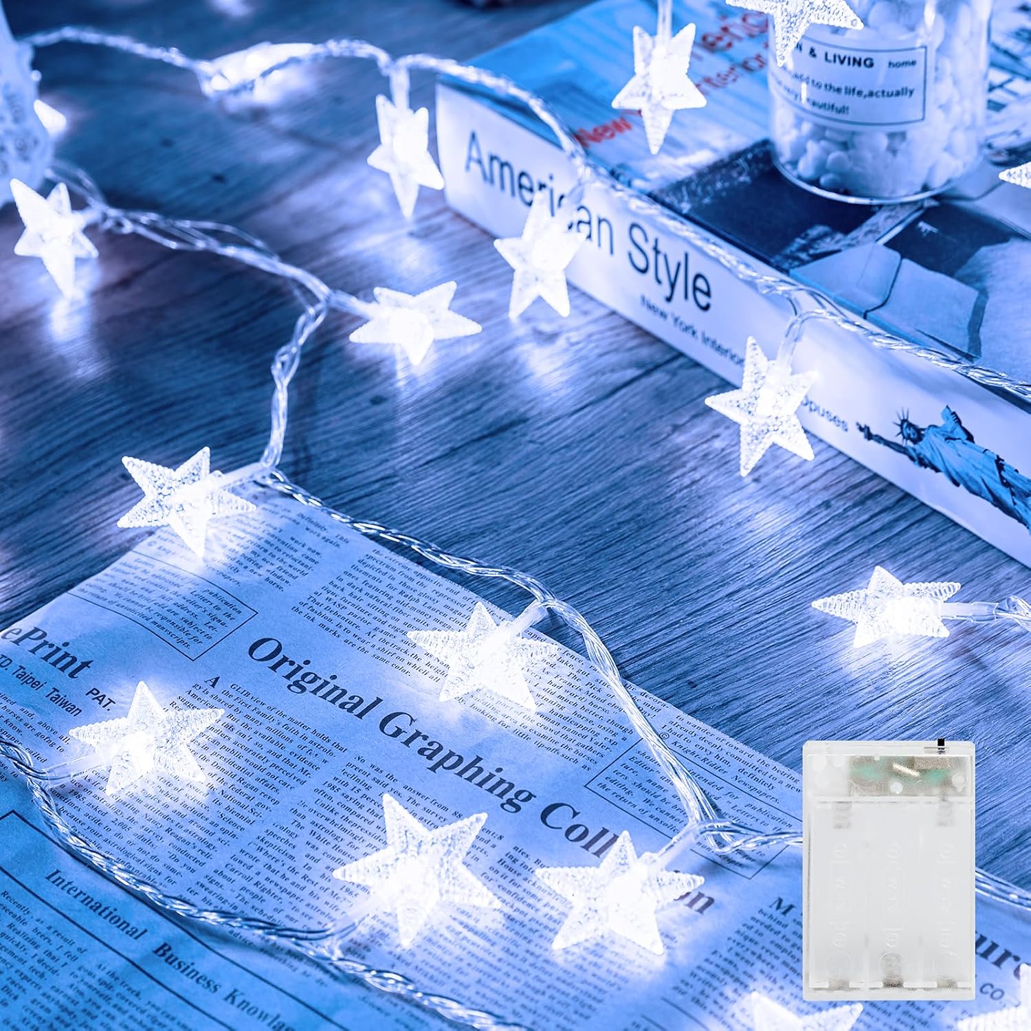 Segrass 17 ft 50 LED Star Fairy String Lights Battery Operated with Timer and IP44 Waterproof Rating for Indoor and Outdoor Use