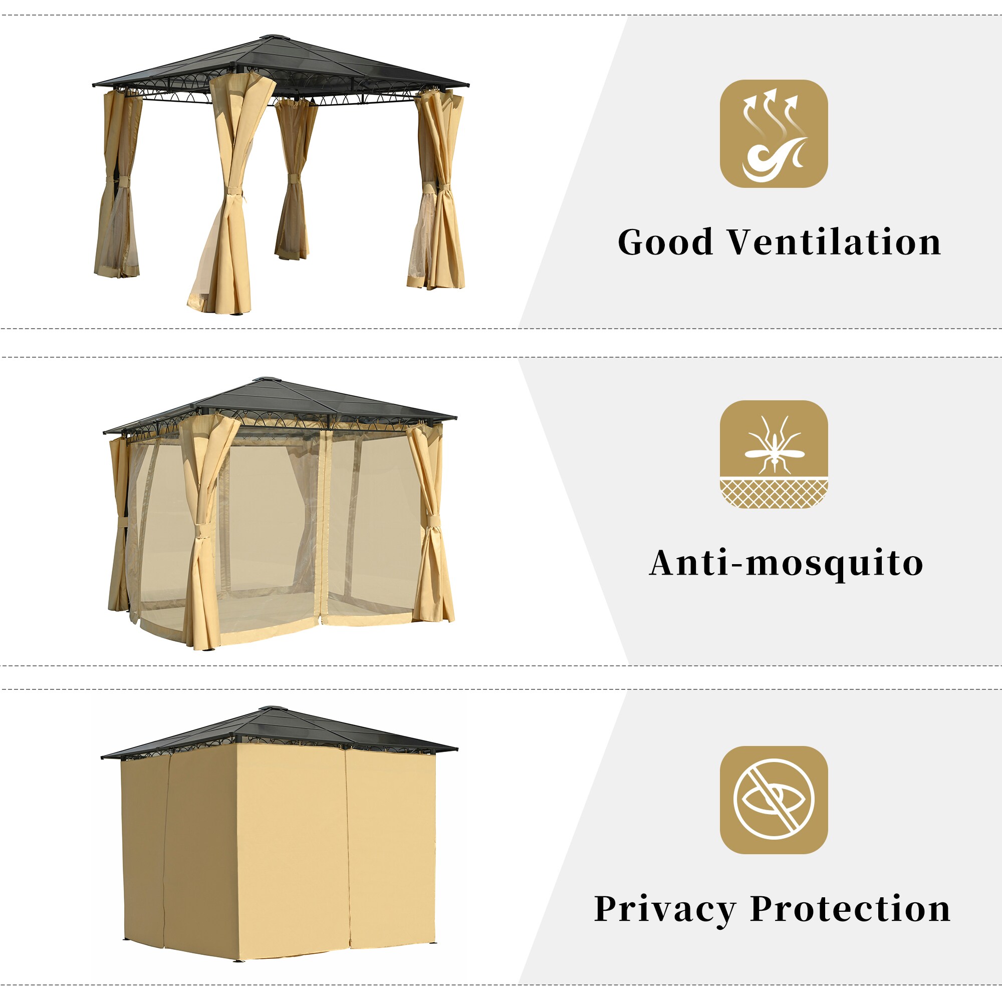 SINOFURN SYA010483BG Wood-Resin-Gazebos - View #4