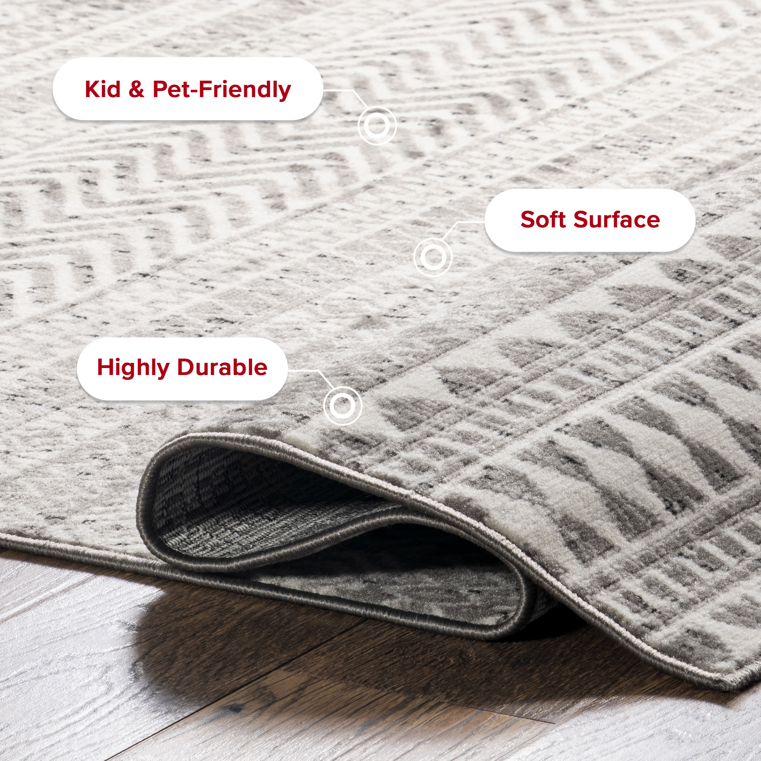 Reversible Gray Geometric 8' x 10' Synthetic Area Rug