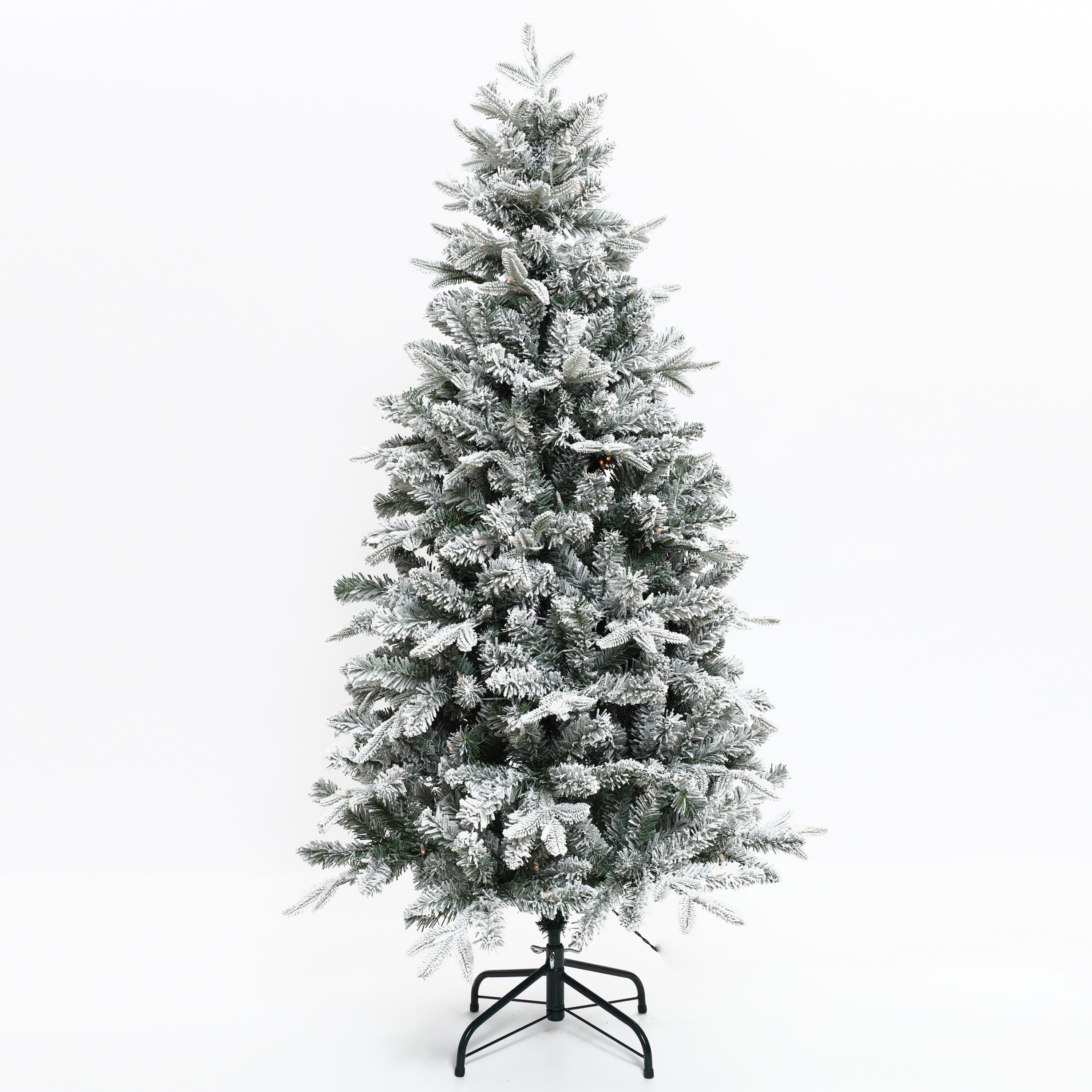 5ft White Flocked Fir Artificial Christmas Tree with LED Lights