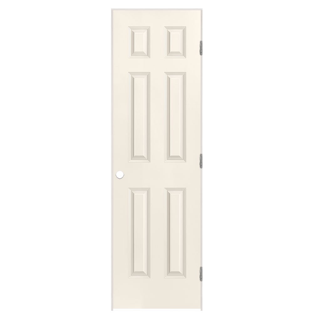Masonite 1317336 24-in x 80-in Moonglow Solid core 6-panel Right hand Smooth Prefinished Molded composite Flat Jamb Single Prehung Interior Door