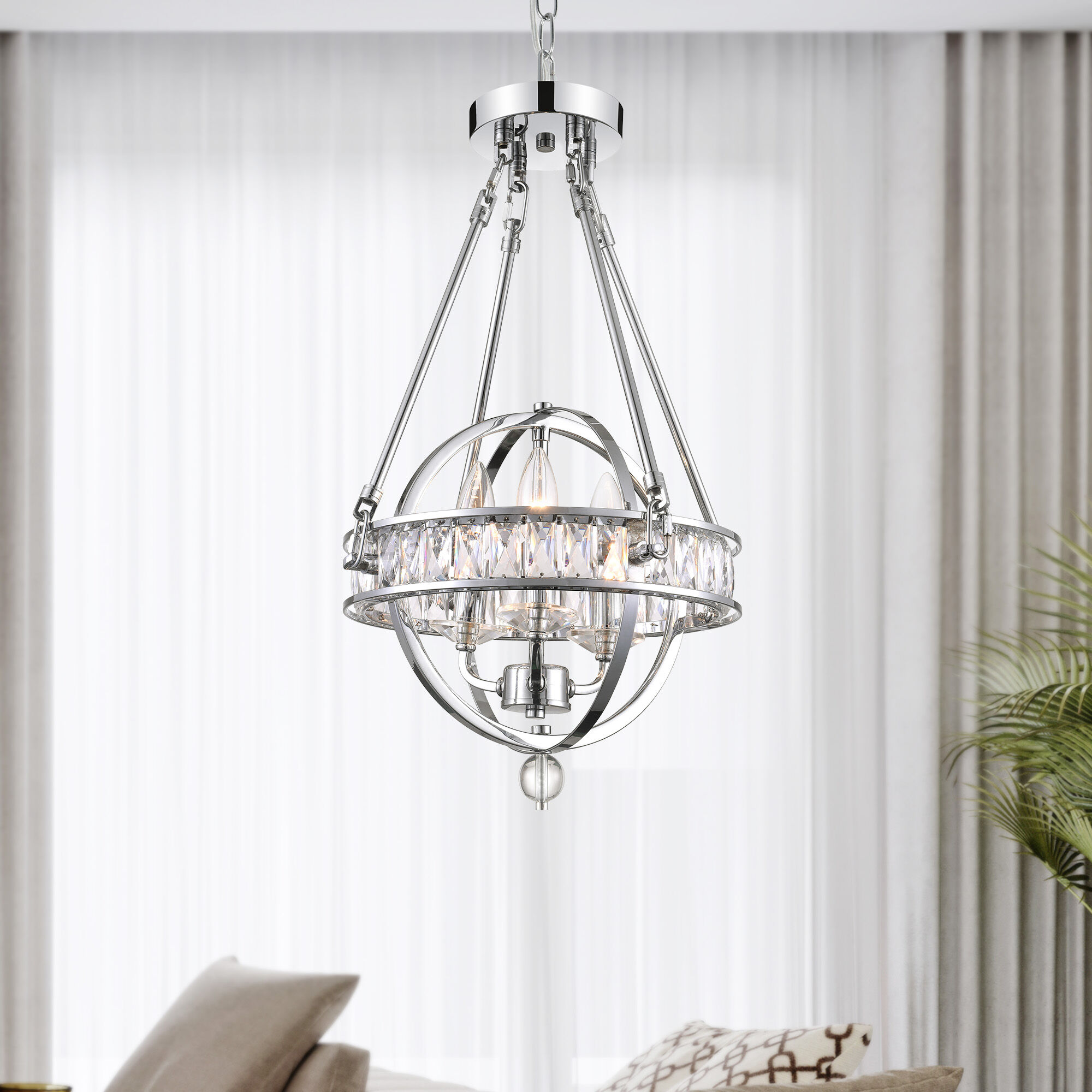 CWI Lighting 9957P12-3-601 Arkansas 3 -Light Chrome Traditional For Use in Bathrooms, Bedrooms, Dining Rooms, Foyers, Kitchens, Living Rooms Chandelier
