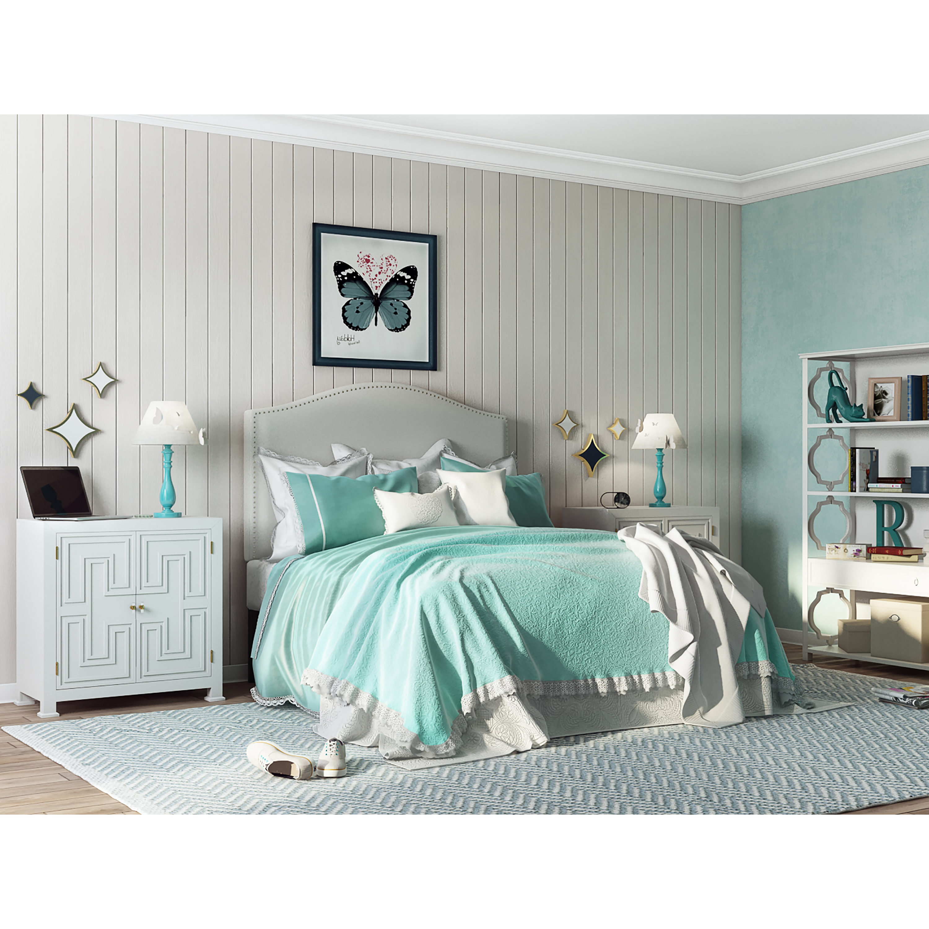 HomeFare DS-D016-250-432A Linen Full/Queen Polyester Upholstered Headboard