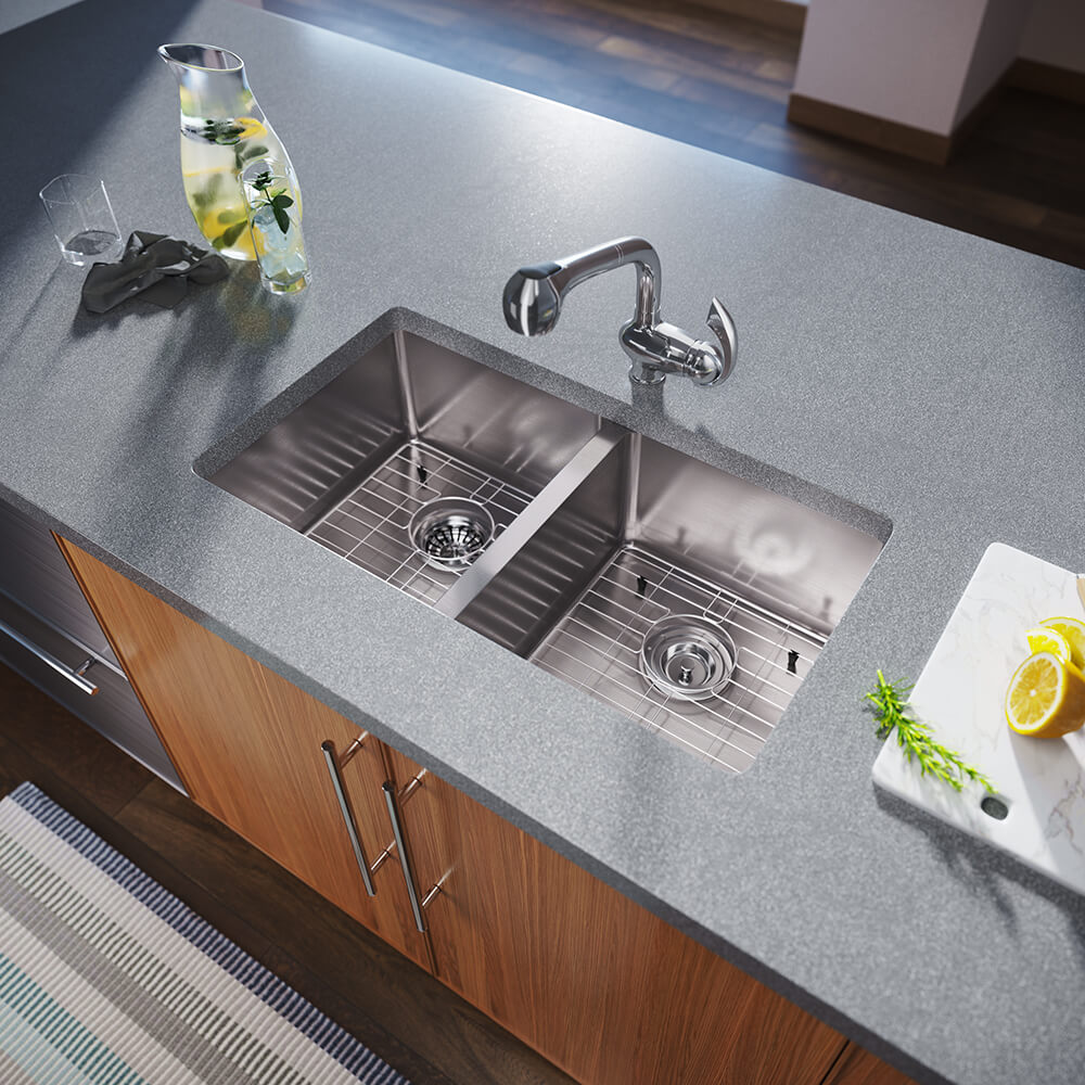 MR Direct Undermount 31-in x 18-in Stainless Steel Double Equal Bowl Stainless Steel Kitchen Sink