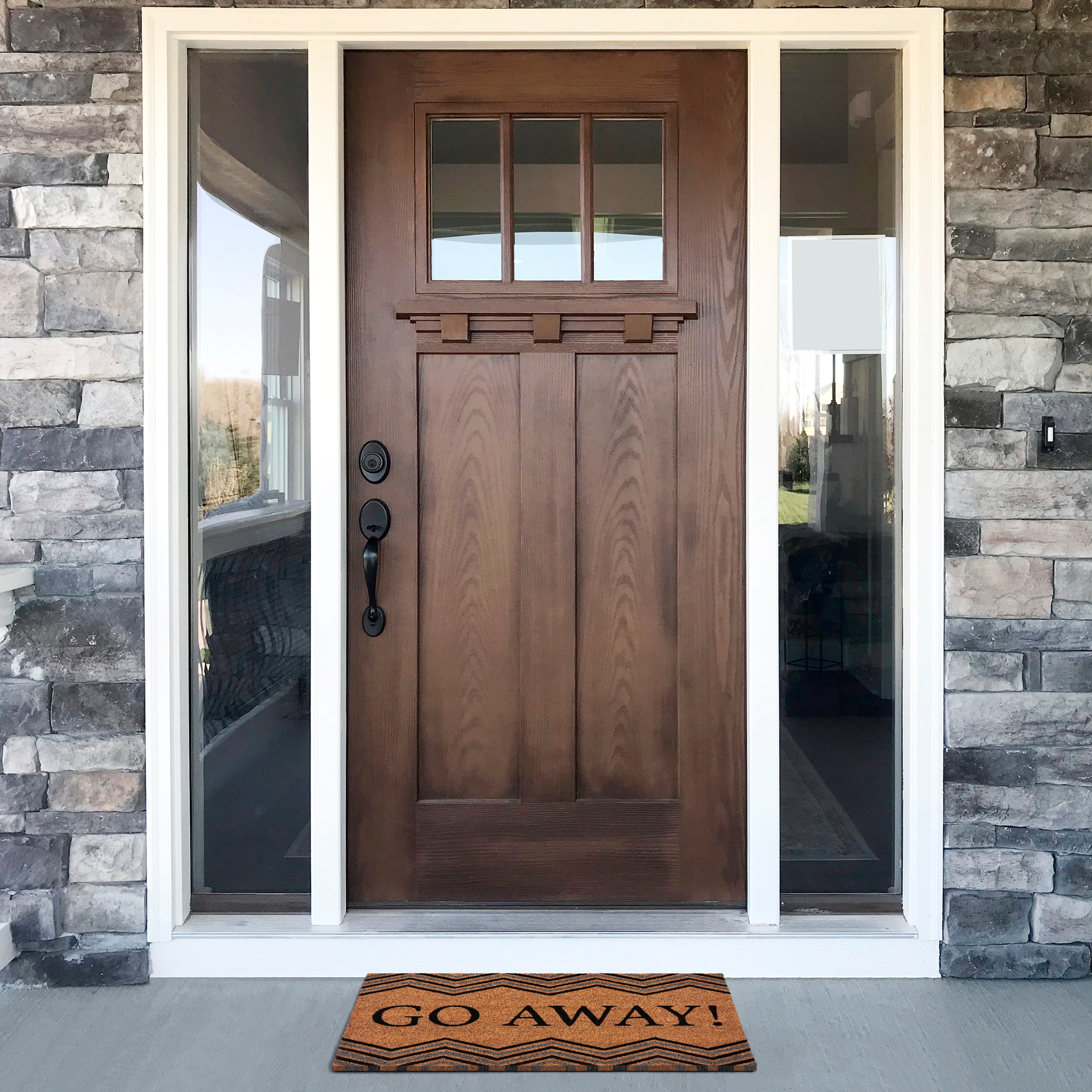Go Away Black and Natural Coir Outdoor Door Mat