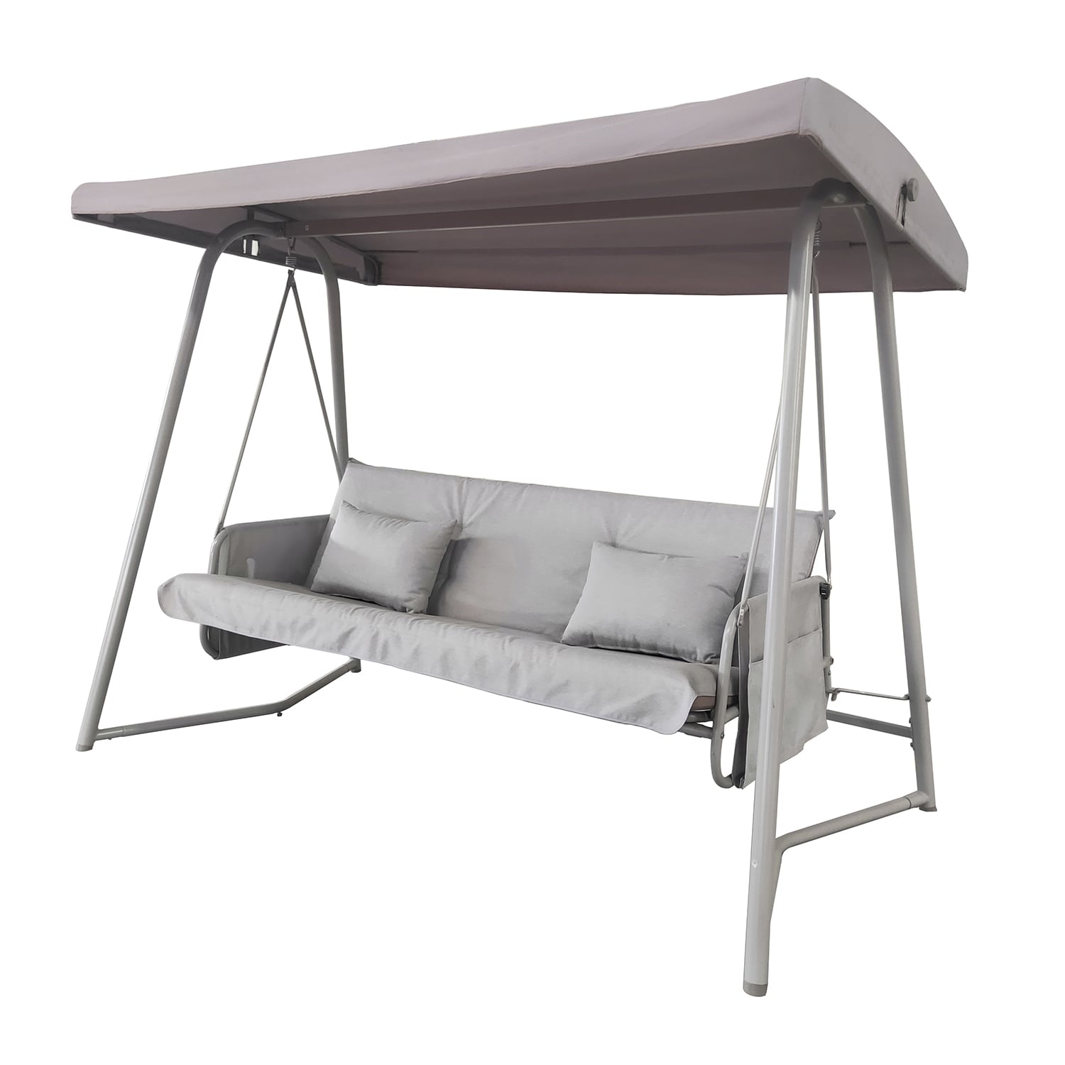 SINOFURN SYA010378BN 3 -person Gray Steel Outdoor Swing bed