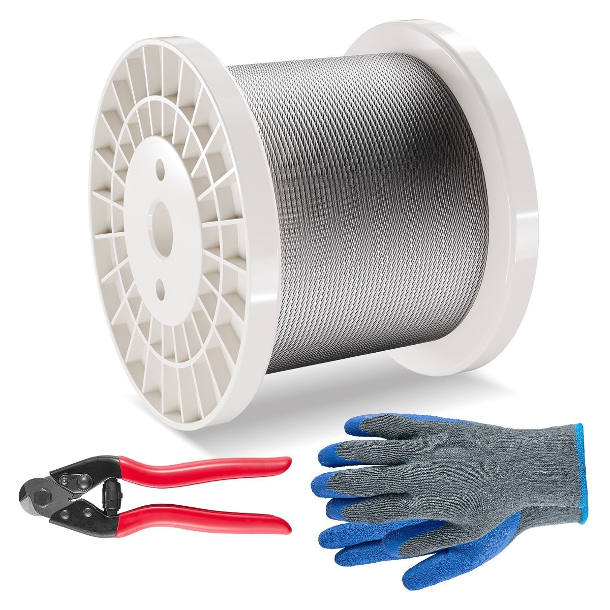 Tooliom 1/8 Stainless Steel Wire Rope Kit 600 Ft 316 Marine Grade Aircraft Cable 7x7 Strand Deck Railing