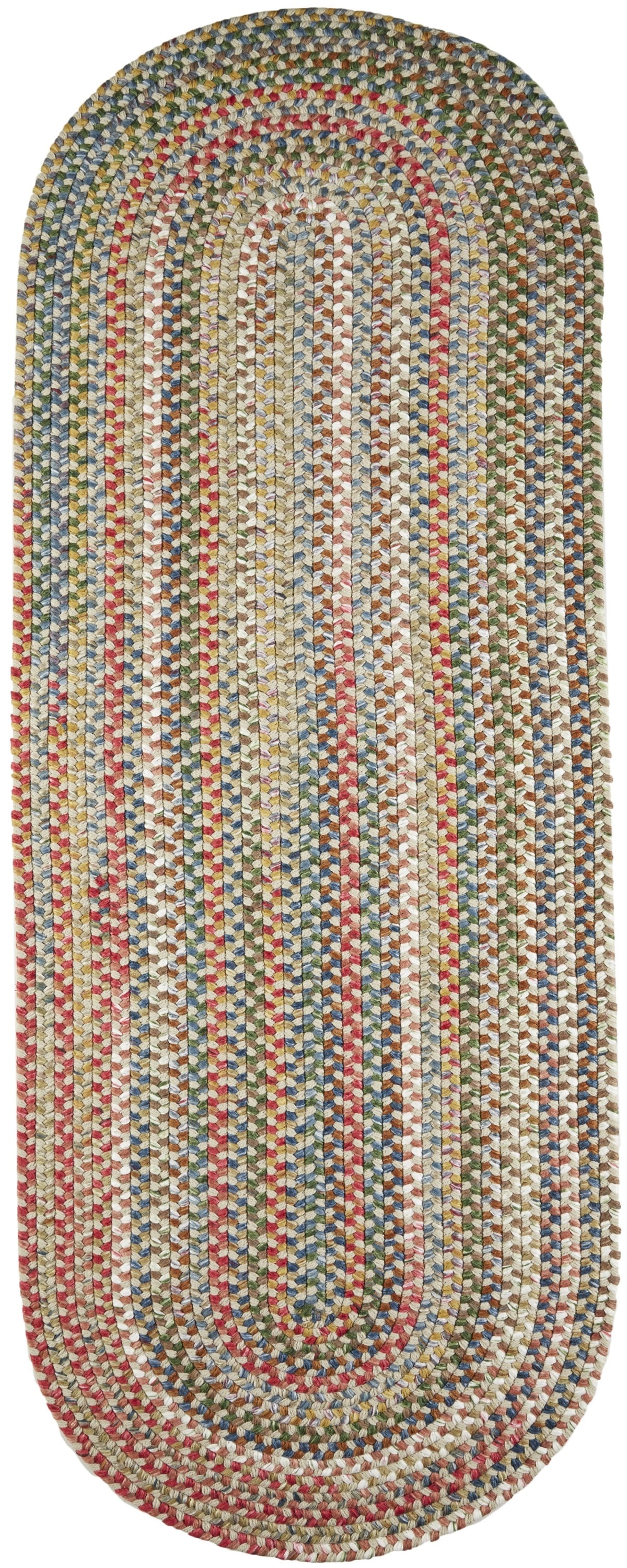 Rhody Rug CJ55R024X048 2 x 4 (ft) Braided Polypropylene Champagne Oval Indoor/Outdoor Geometric Area rug