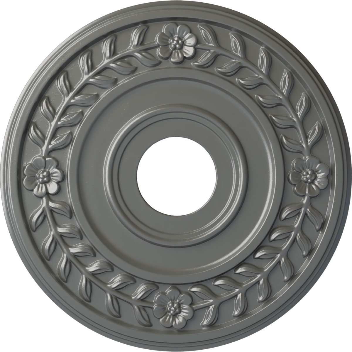 Ekena Millwork CM16WRSLS Wreath 16.25-in W x 16.25-in L Painted Silver Polyurethane Whole Ceiling Medallion
