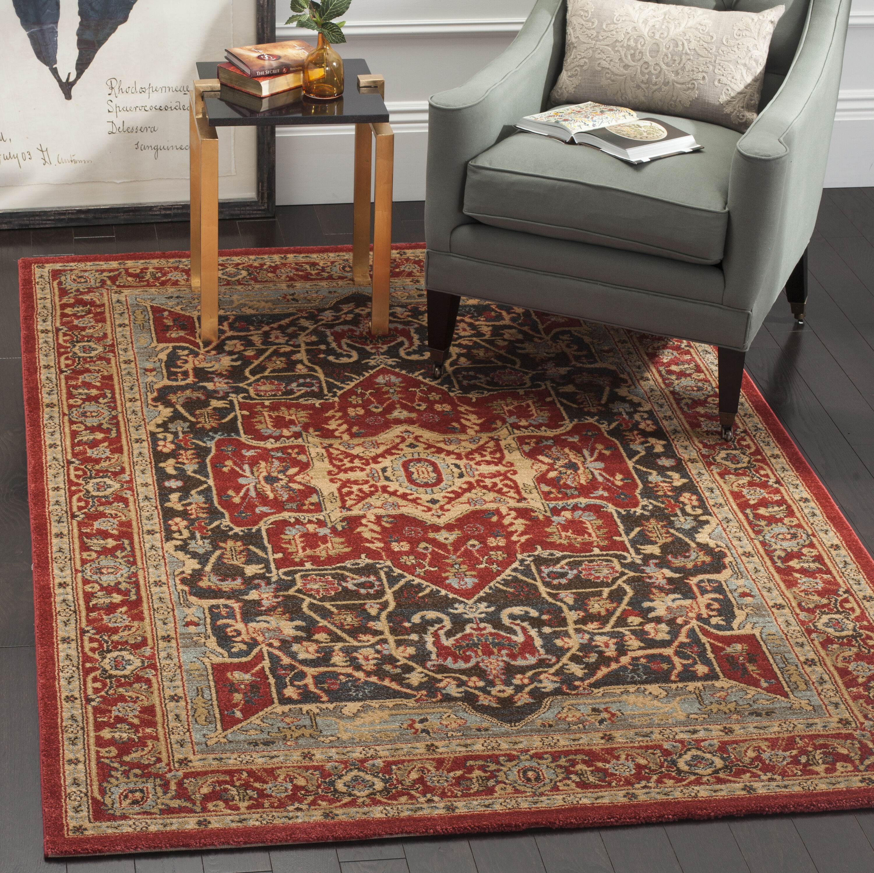 Safavieh MAH625D-24 Mahal Bakite 2 x 4 (ft) Loomed Polypropylene Red/Red Rectangular Indoor Floral/Botanical Oriental Throw rug